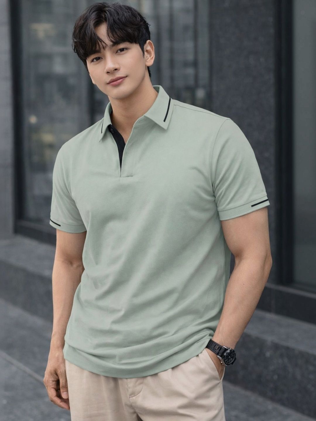TAZO Men Polo Collar T-shirt