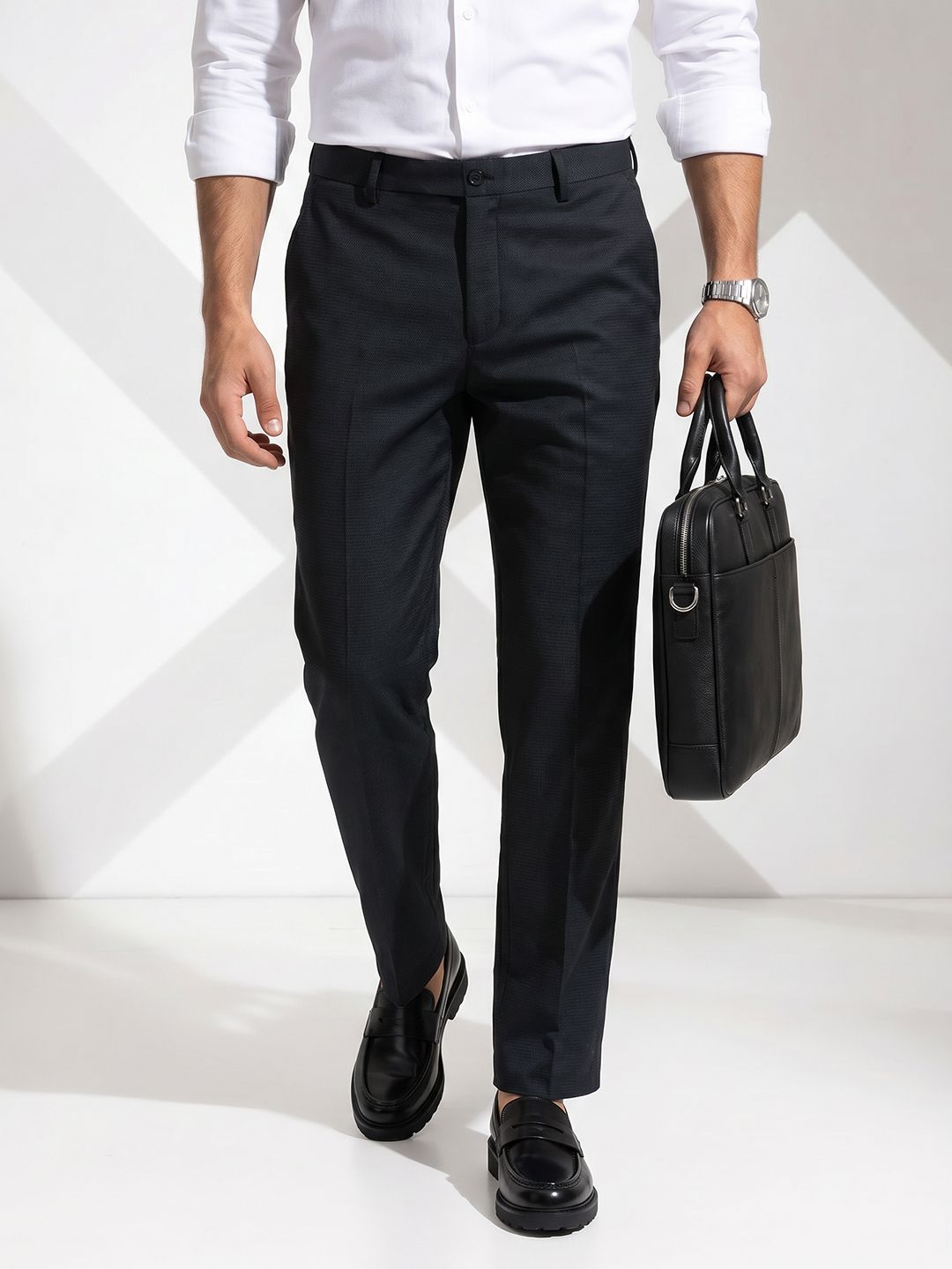 INVICTUS Men Textured Formal Trousers