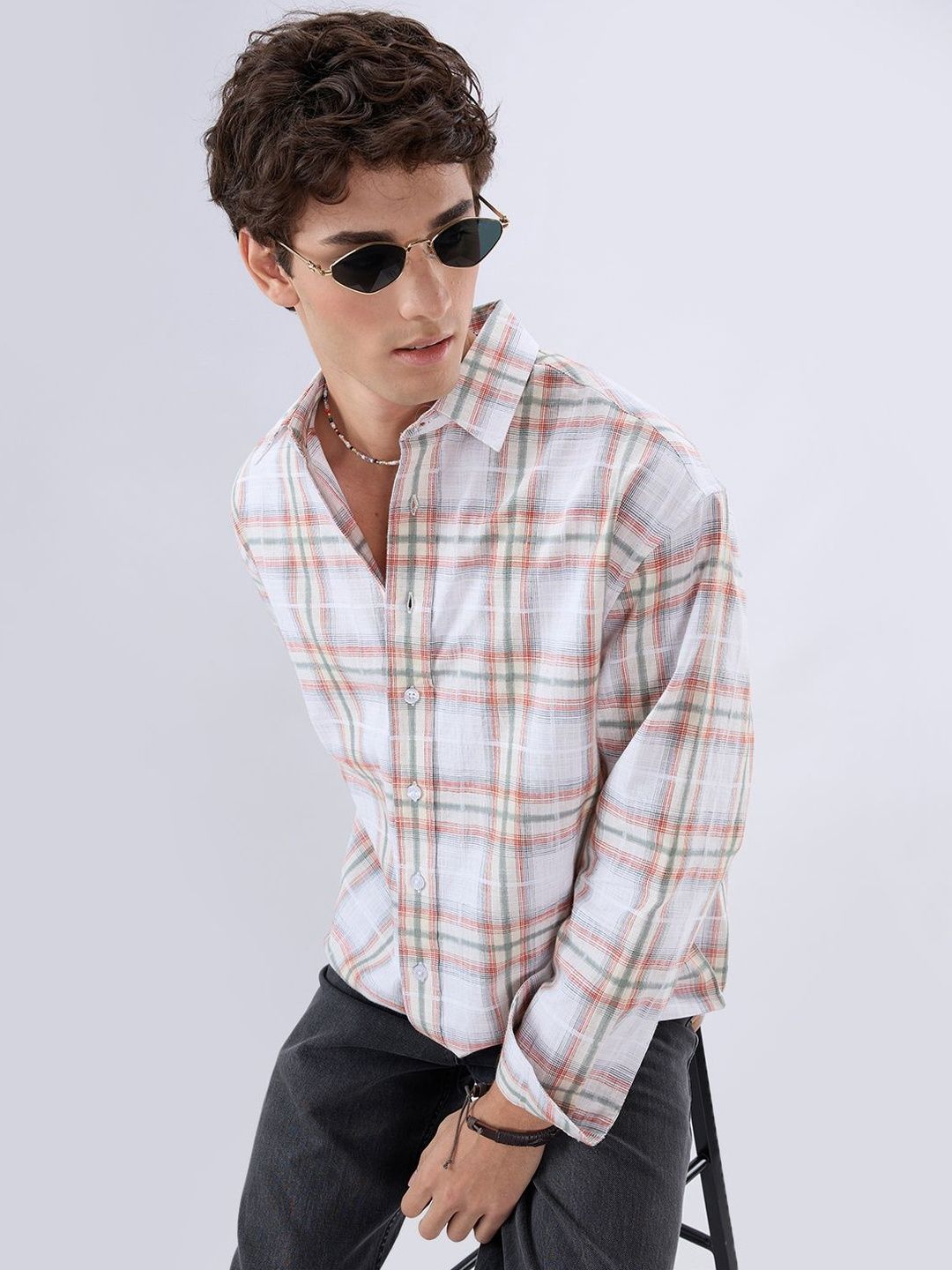 VASTRADO Men Classic Boxy Tartan Checks Checked Casual Shirt