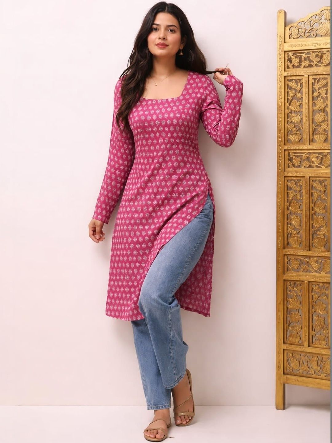 Classy Creation Ethnic Motifs Printed Square Neck Kurti