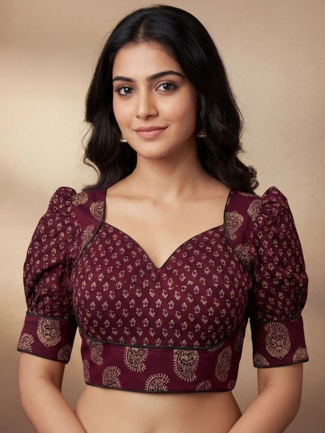 WIZULO TRENDZ Cotton Blend Printed Saree Blouse