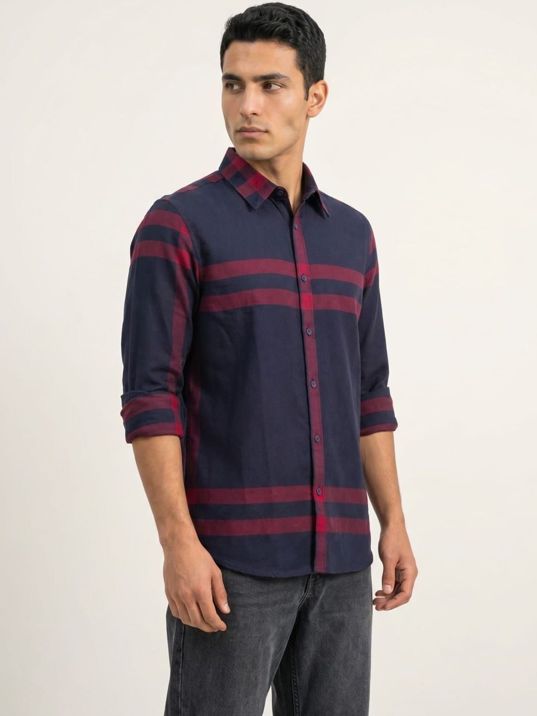 The Roadster Lifestyle Co. Checked Pure Cotton Shirt