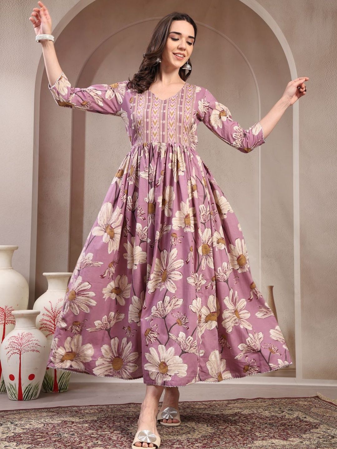 chinese dress ladies Josiane Floral Maxi Dress in Orchid Haze Multi main image 0