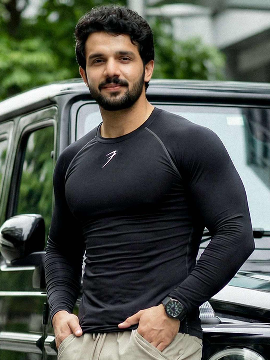 Men Compression T-shirt FUAARK Men Moisture-Wicking Raglan Sleeves Compression T-Shirt