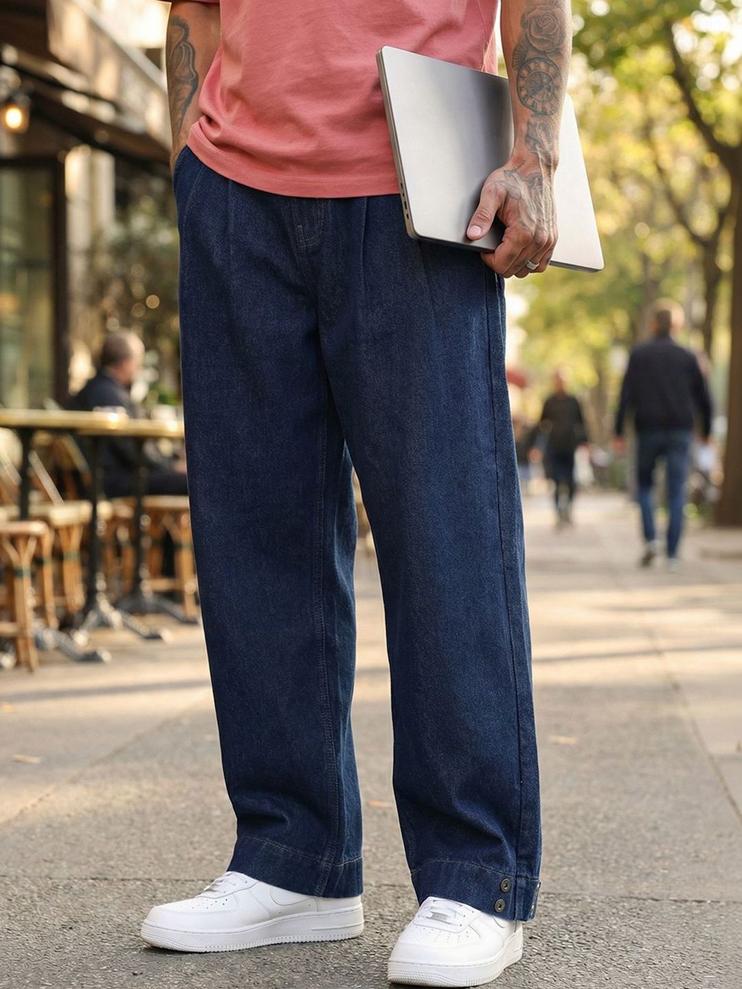 Bewakoof Men's Rinse Blue Baggy Fit Japanese Jeans