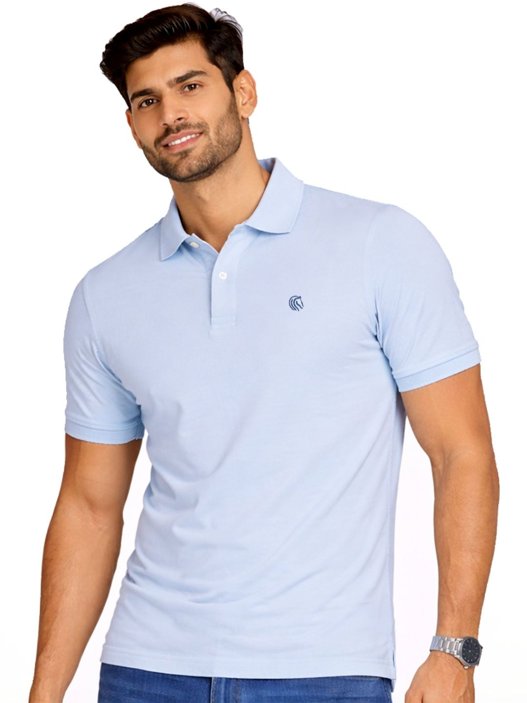Mane & Mini Men Brand Logo Polo Collar Bio Finish T-shirt