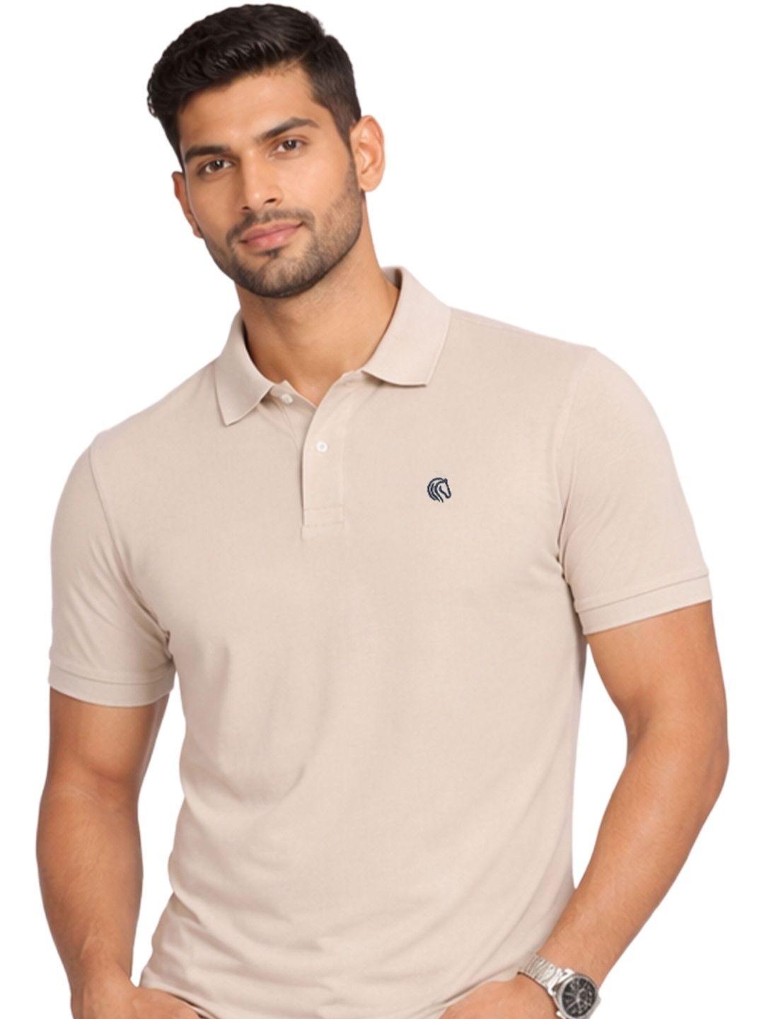 Mane & Mini Men Brand Logo Polo Collar Bio Finish T-shirt