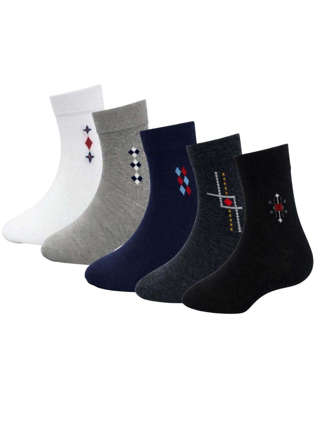 young arrow Men Pack of 5 Cotton Assorted Patterned Ankle Length Socks