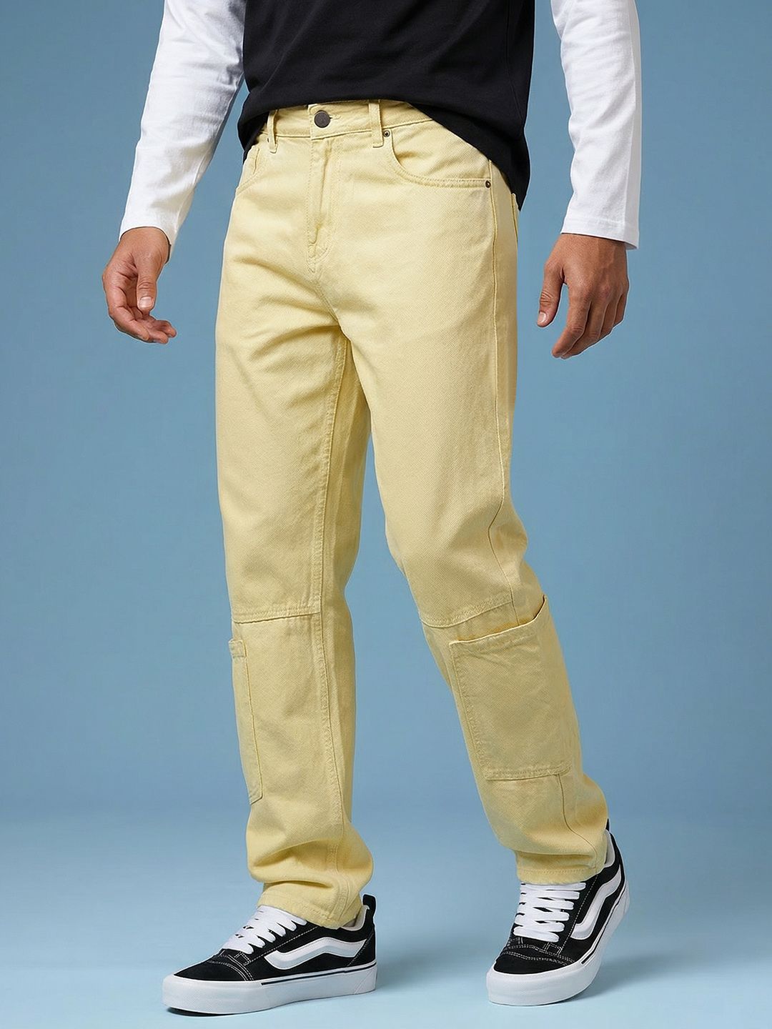 HERE&NOW Men Mid-Rise Straight Fit Pure Cotton Jeans