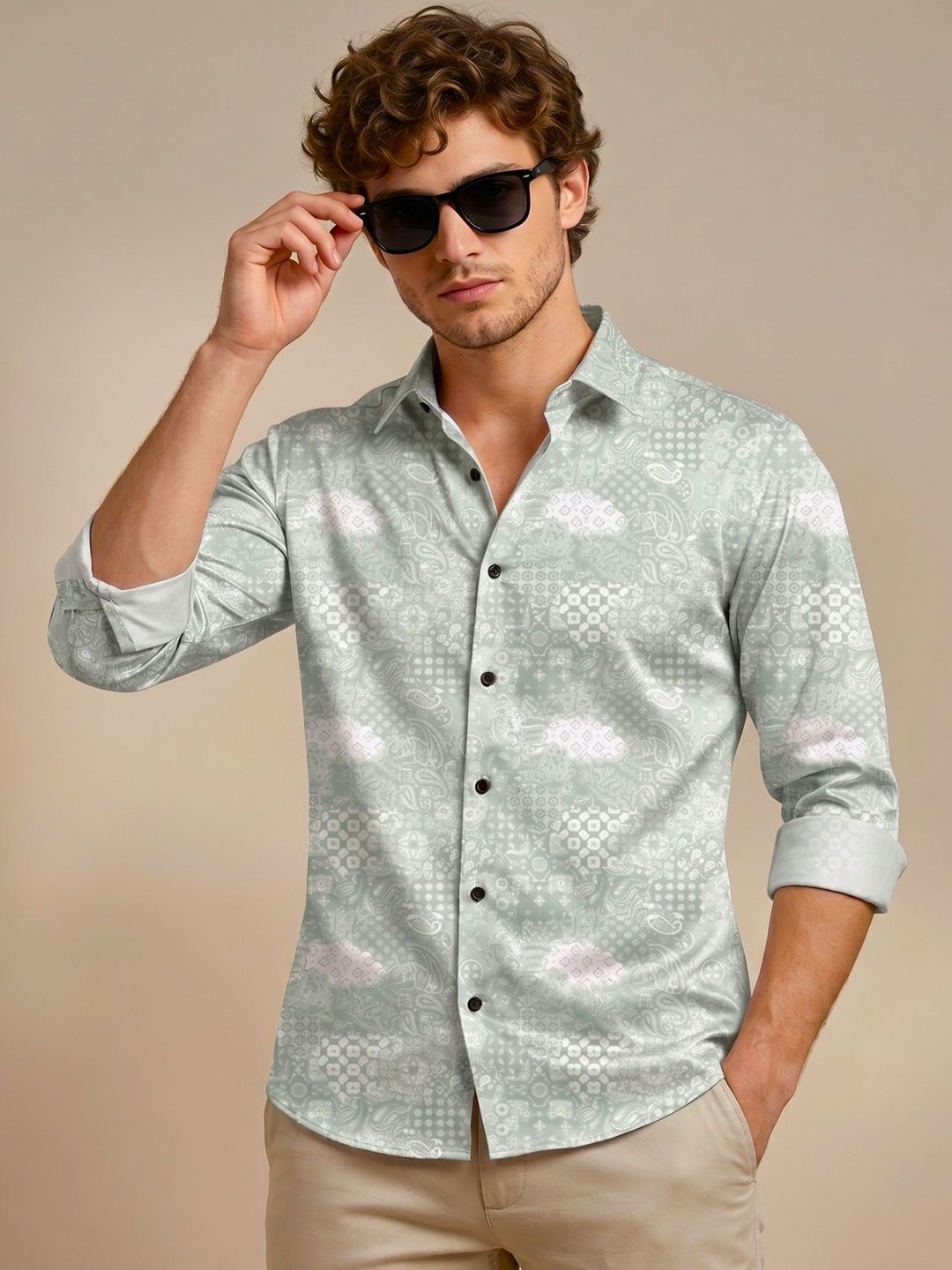 The Roadster Lifestyle Co Printed Spread Collar Shirt