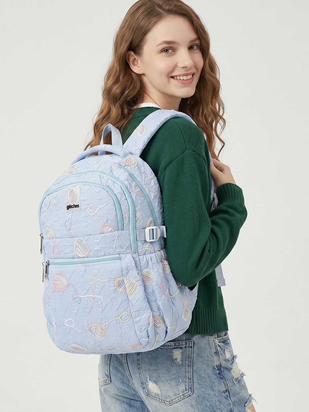 glitchez Women Embroidered Laptop Backpack