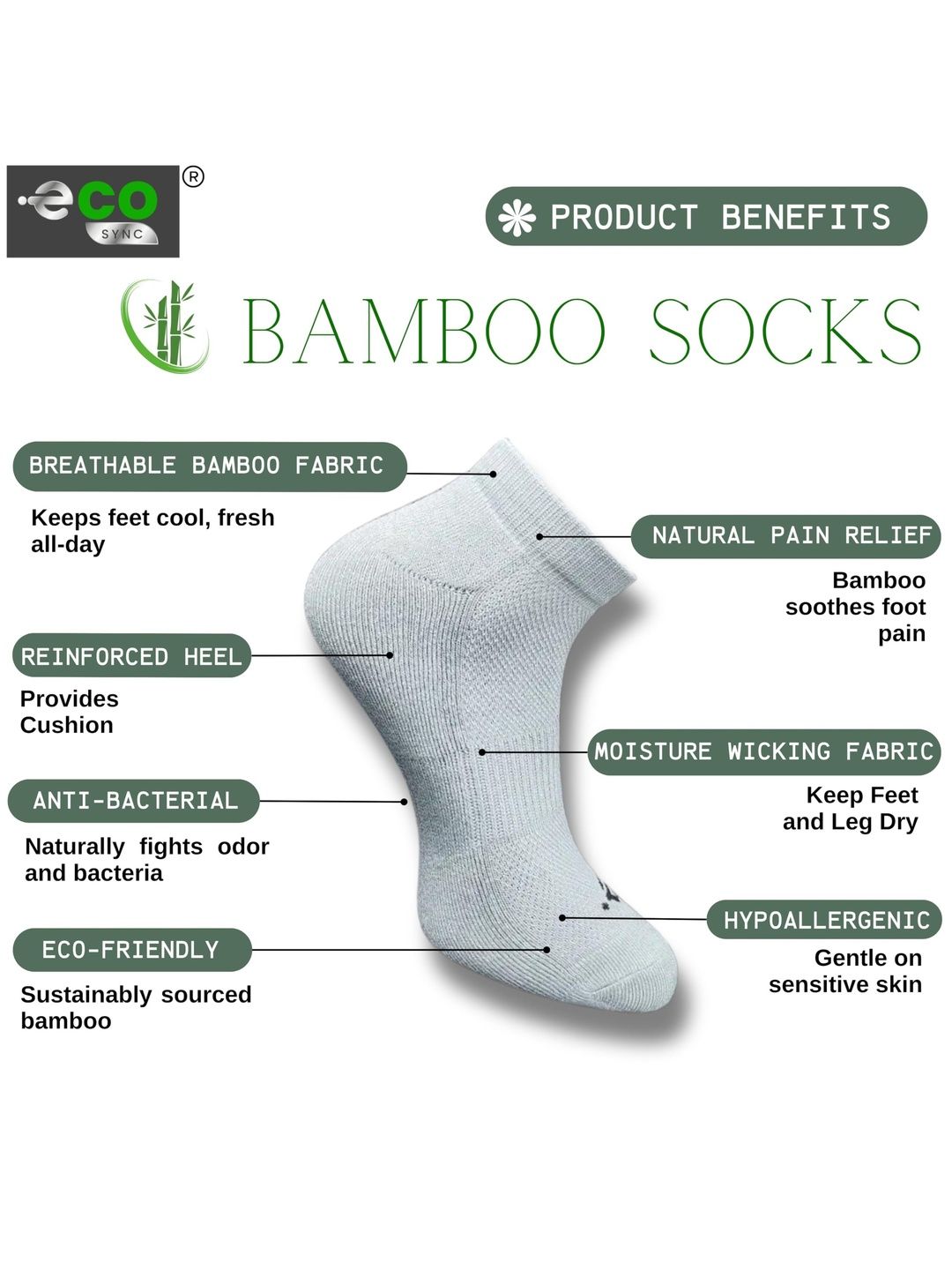 ECO SYNC Men Pack of 6 Ankle Length Socks