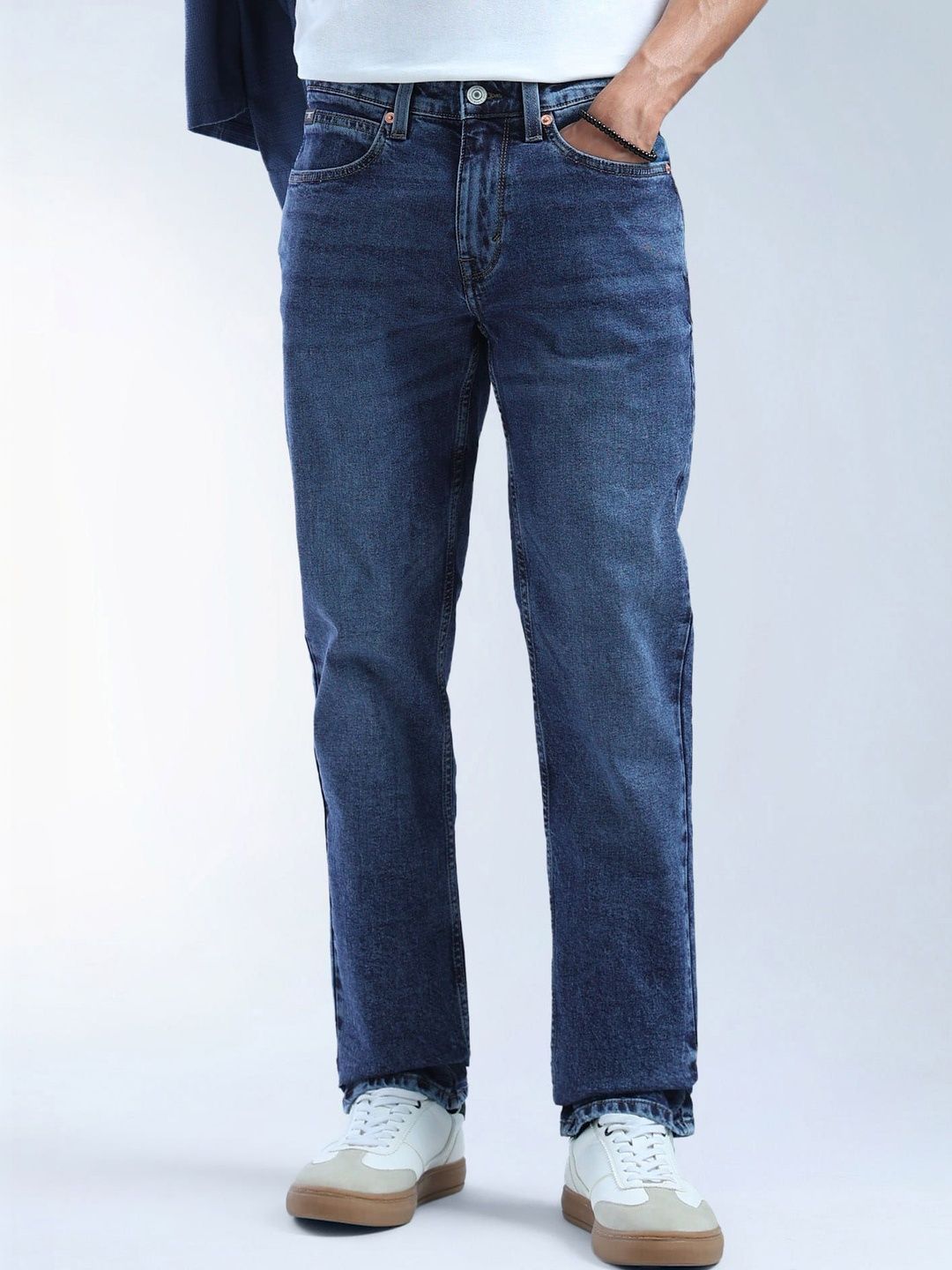 Flying Machine Flying Machine Men Straight Fit Mid-Rise Light Fade Stretchable Jeans
