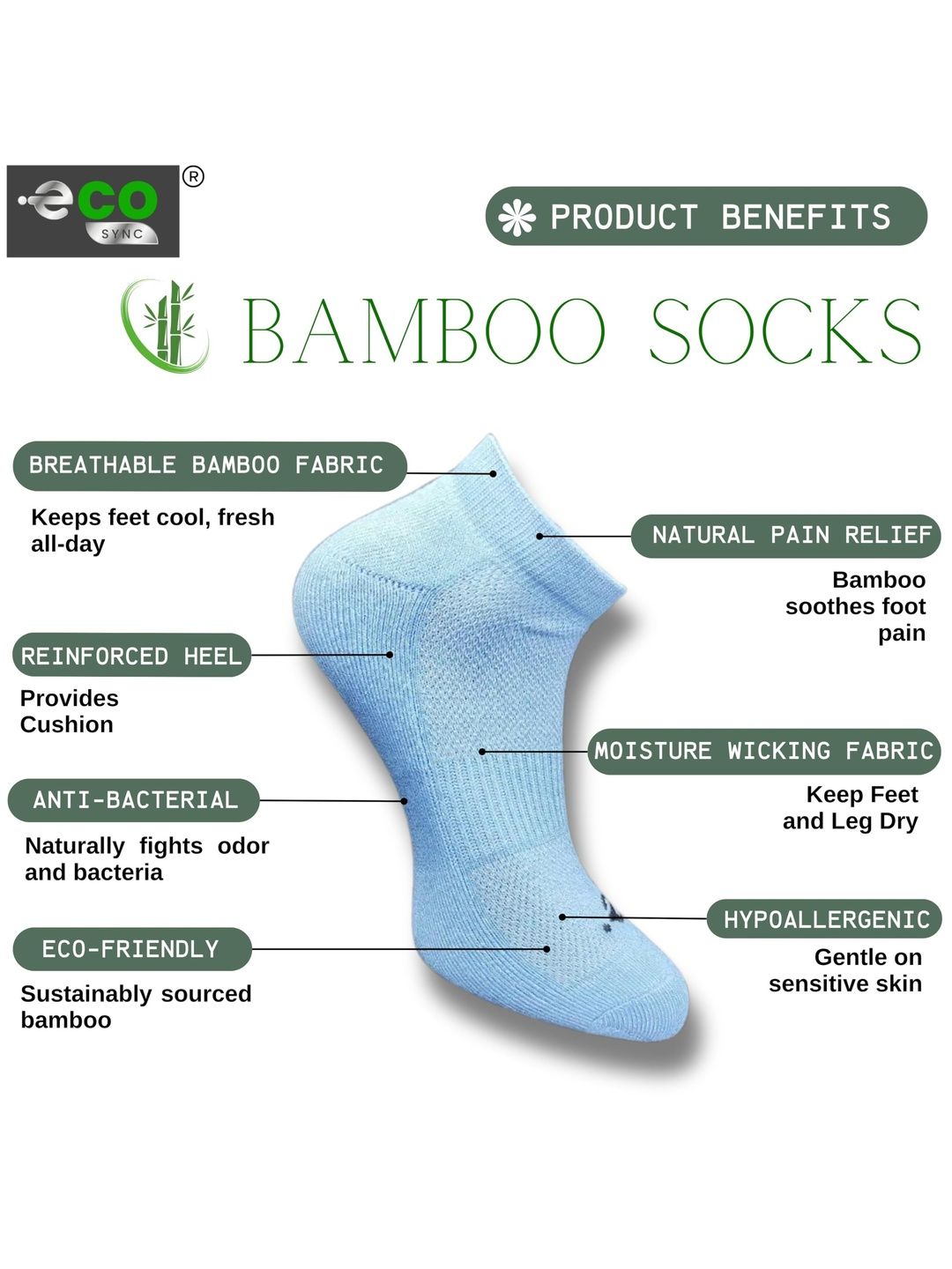 ECO SYNC Men Pack of 6 Ankle Length Socks