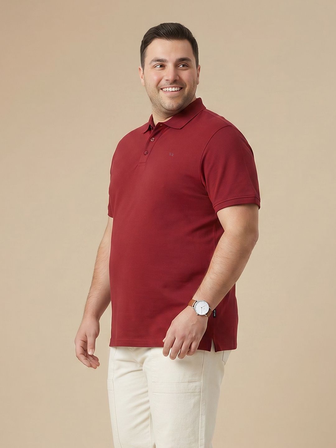 Sztori Plus Size Polo Collar Pure Cotton Tshirt