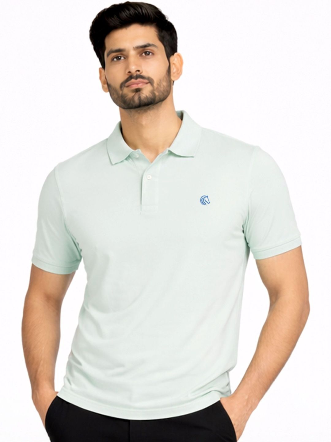 Mane & Mini Men Brand Logo Polo Collar Bio Finish T-shirt