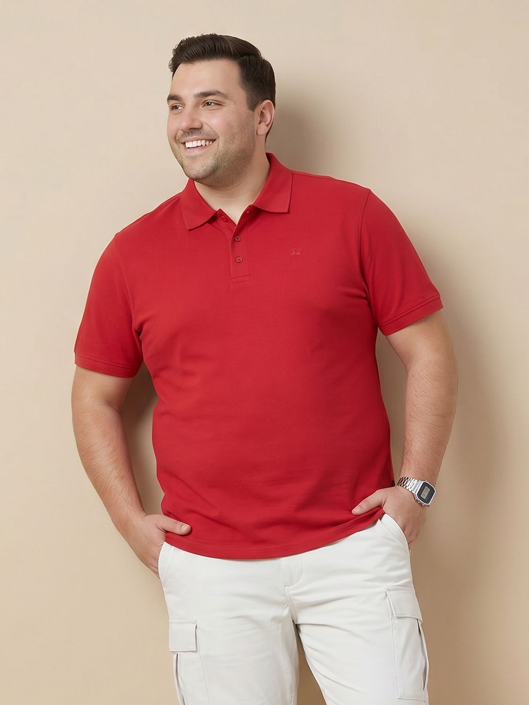 Sztori Plus Size Polo Collar Pure Cotton Tshirt