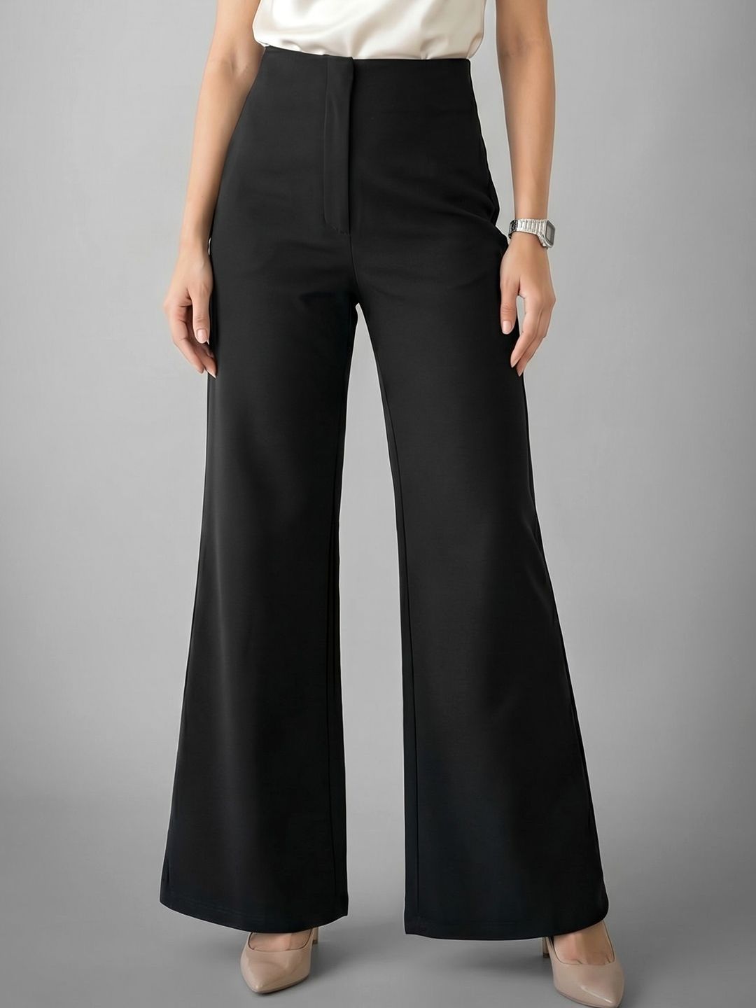 ADDYVERO Women Loose Fit High-Rise Wrinkle Free Trousers