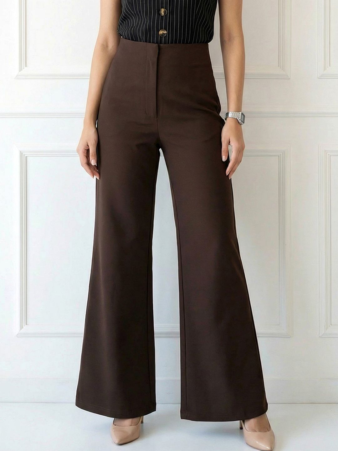 ADDYVERO Women Loose Fit High-Rise Wrinkle Free Trousers