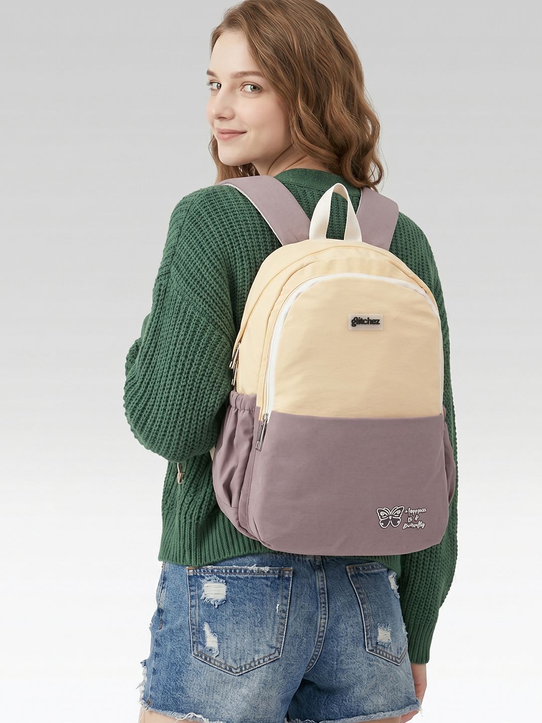 glitchez Women Colourblocked Laptop Backpack