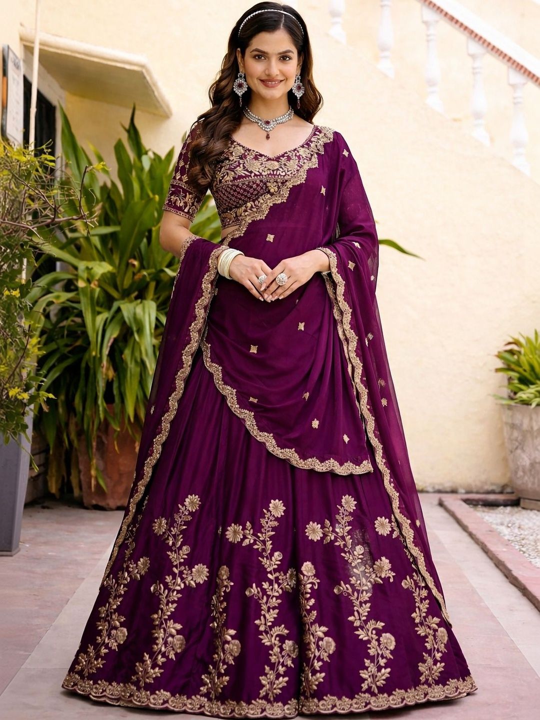 BAESD Embroidered Semi-Stitched Lehenga & Blouse With Dupatta
