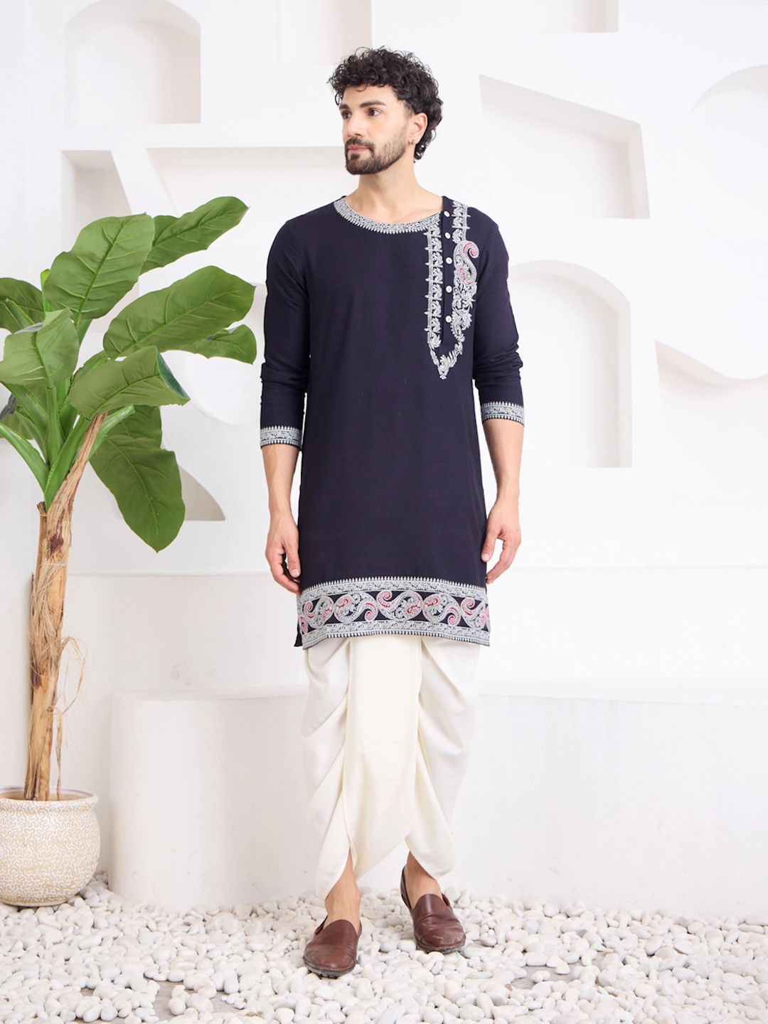 Men Kurta with Dhoti Pants SOURAGYA Men Paisley Regular Kurta with Dhoti Pants