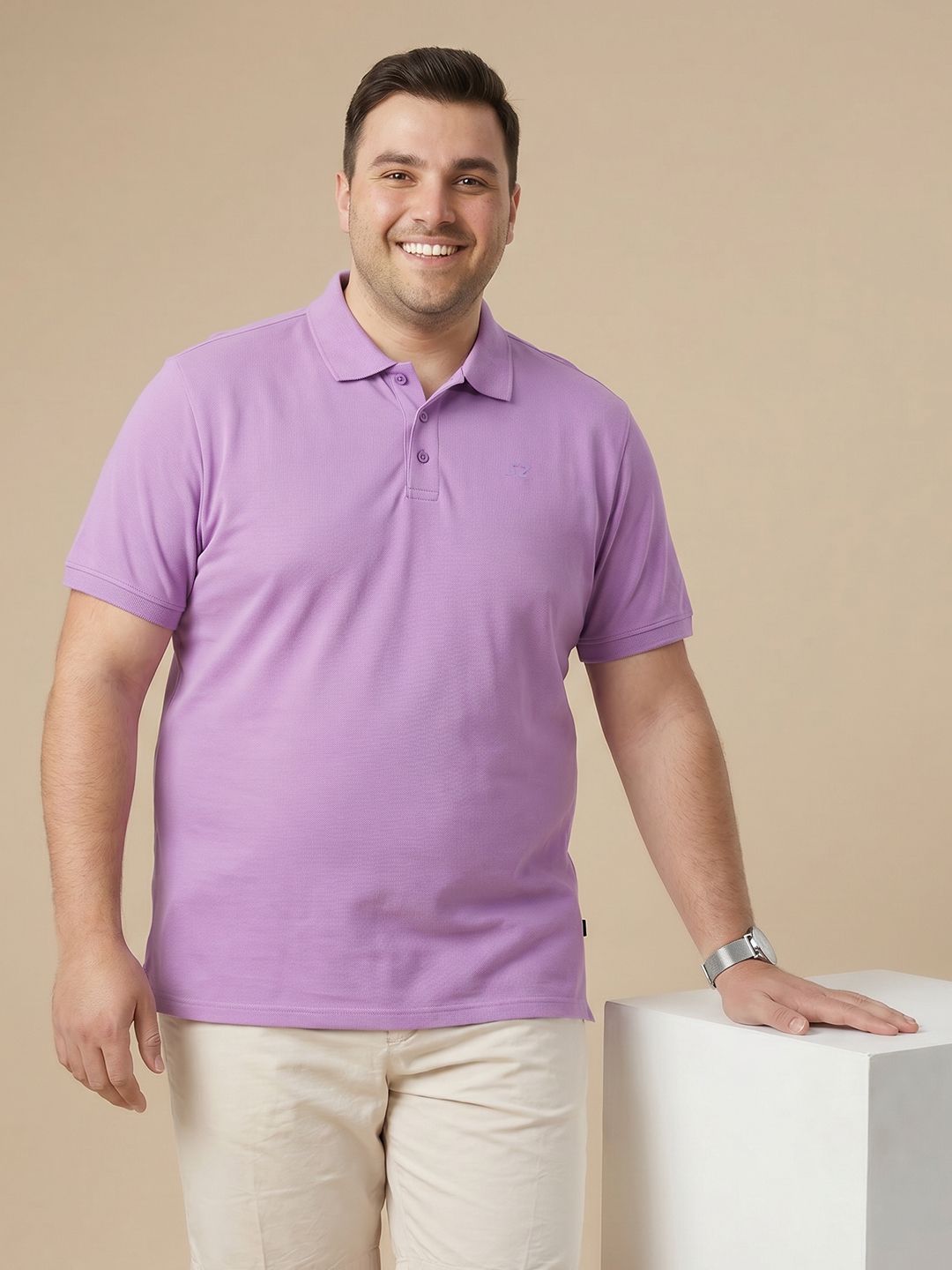 Sztori Plus Size Polo Collar Pure Cotton Tshirt