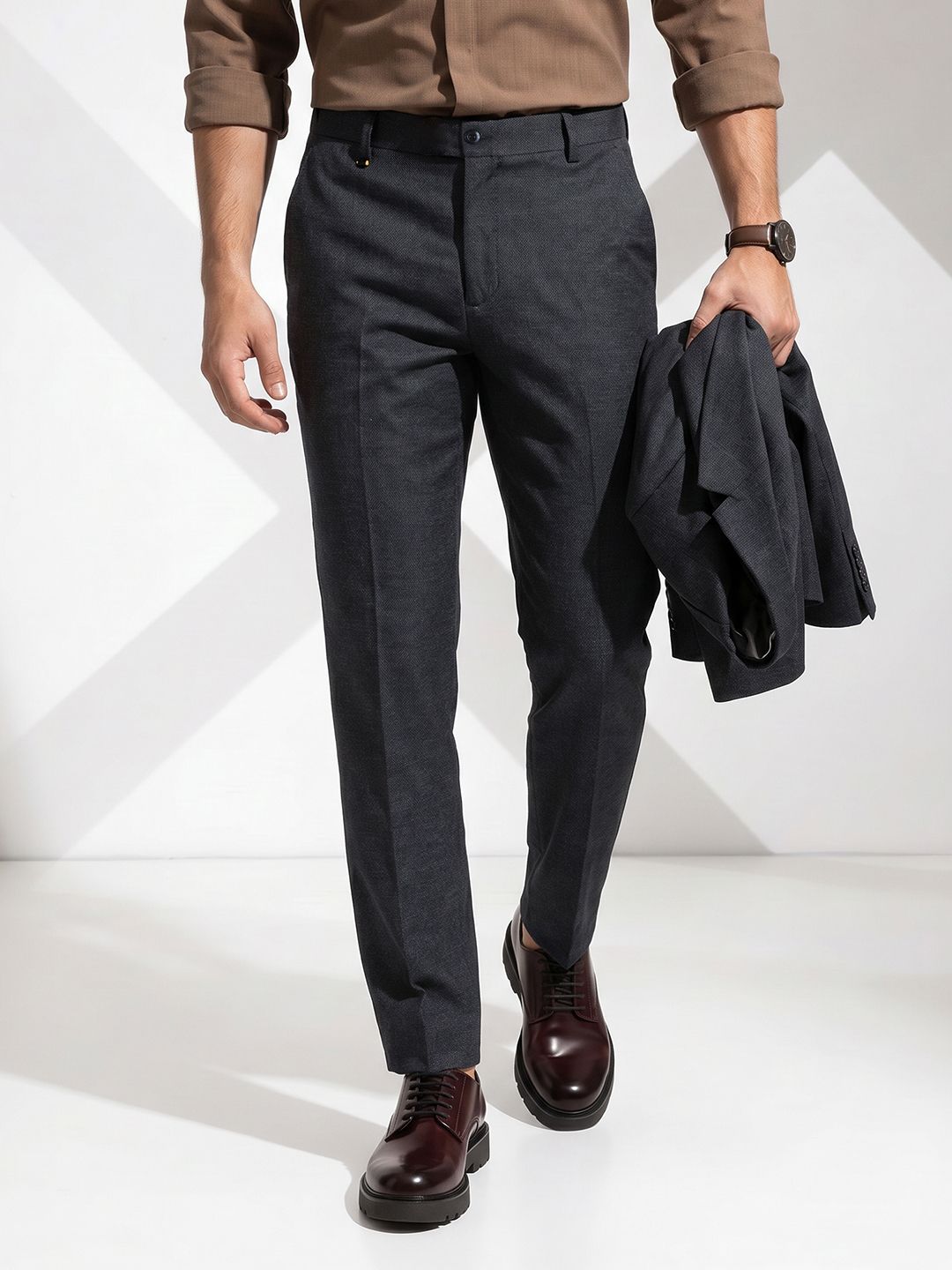 INVICTUS Men Flat-Front Formal Trousers