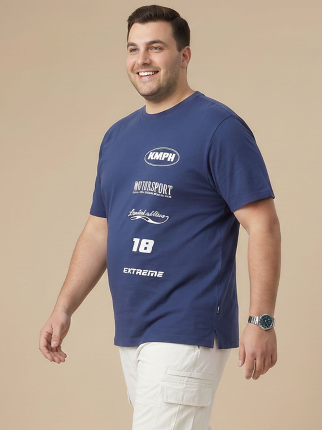 Sztori Plus Size Typography Printed Pure Cotton Tshirt