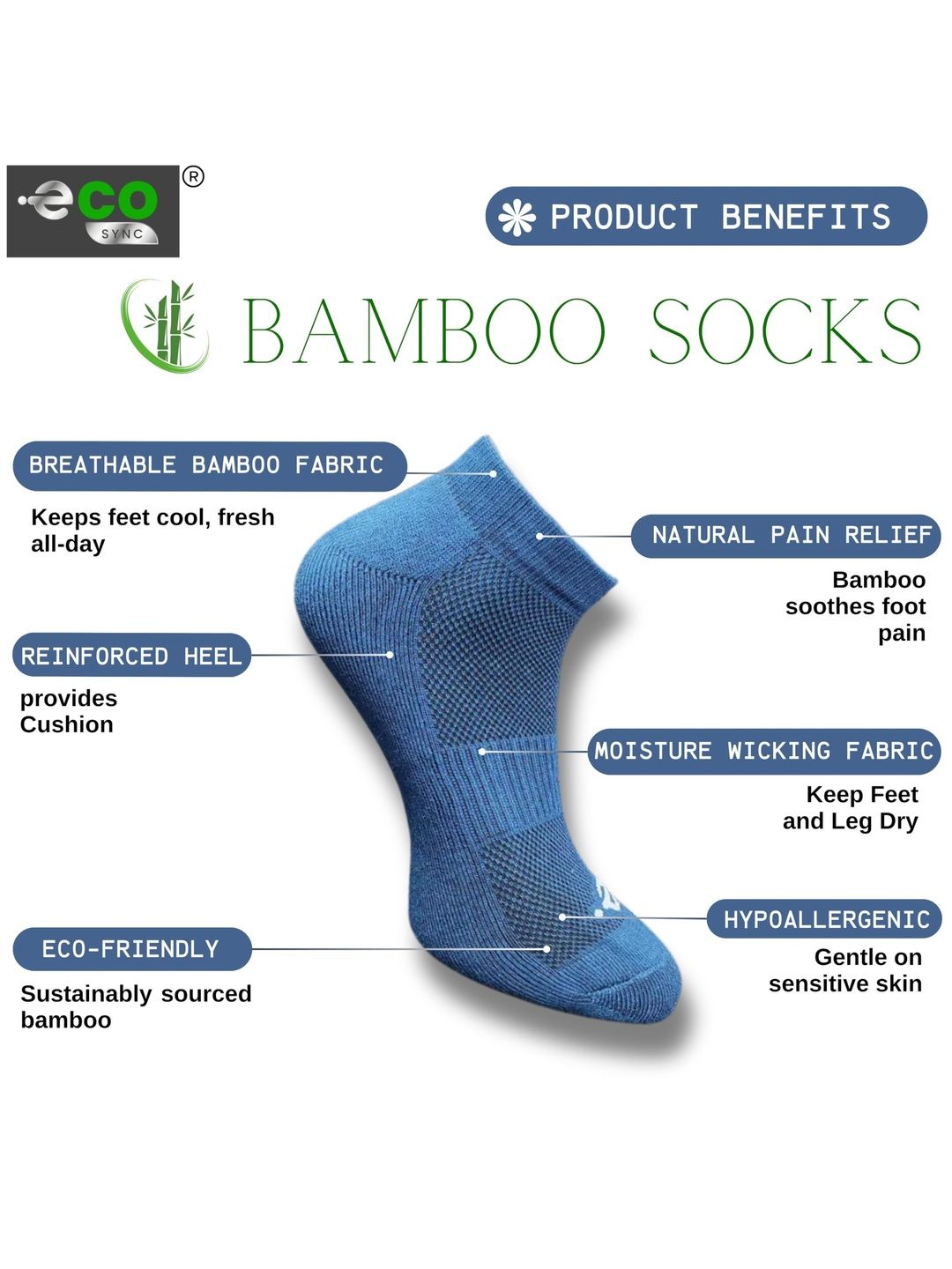 ECO SYNC Men Pack of 6 Patterned Shoe Liners Socks
