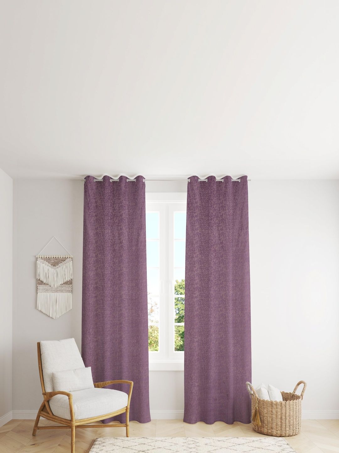 YUKANY YUKANY Purple Set of 2 Room Darkening Window Curtain