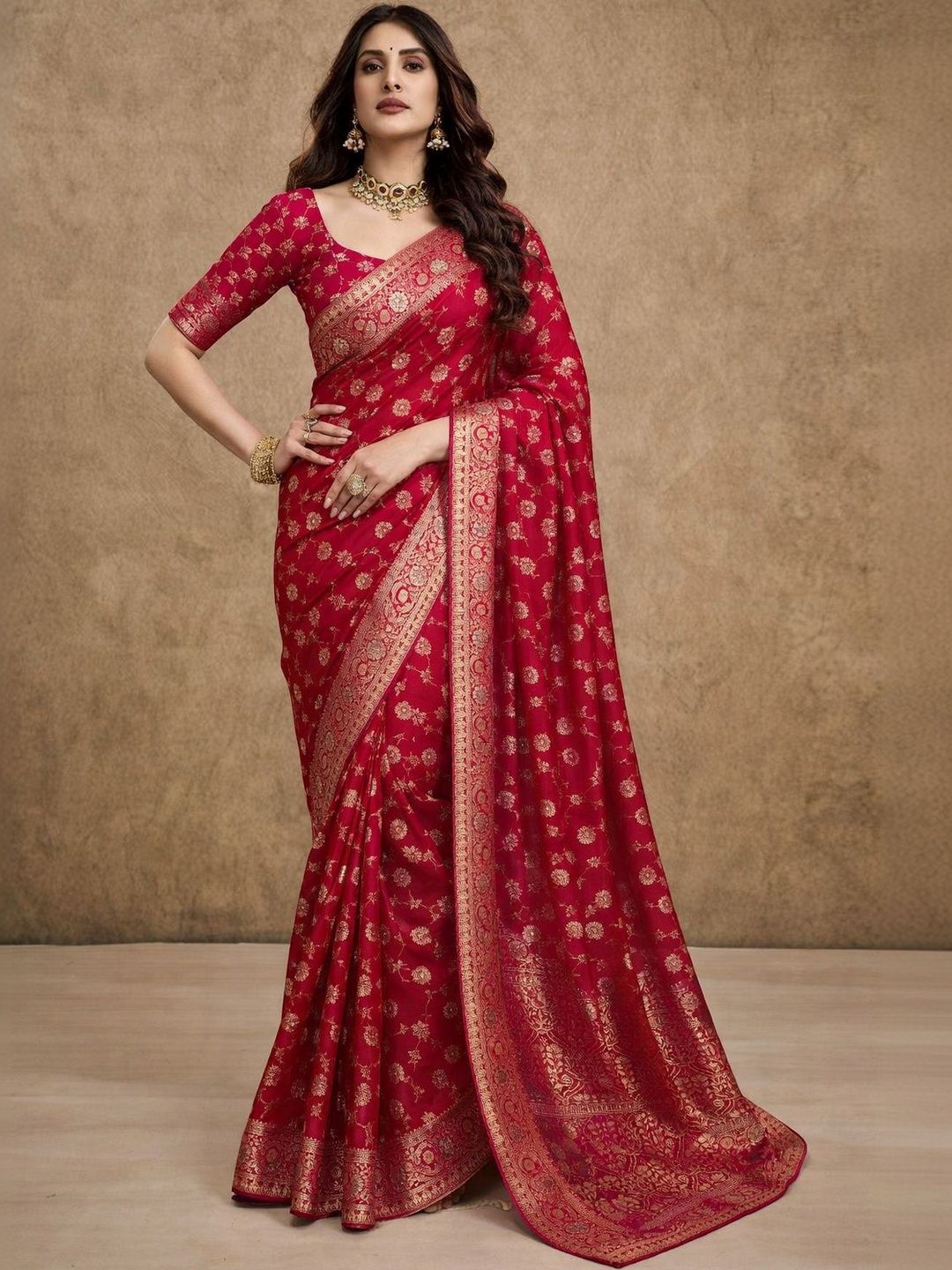 Anouk Ethnic Motifs Zari Art Silk Heavy Work Banarasi Saree