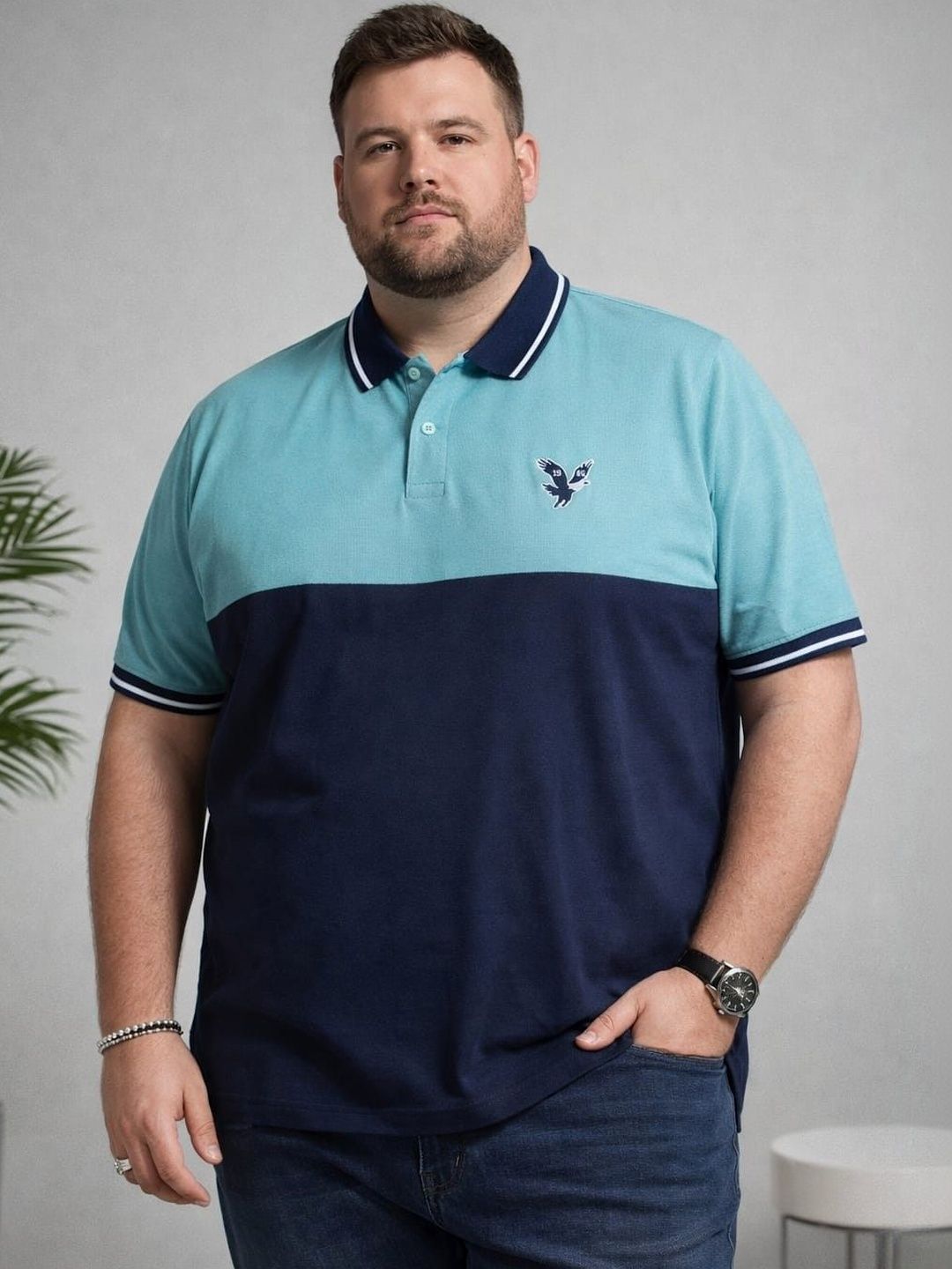 AUSTIVO Men Colourblocked Polo Collar T-shirt