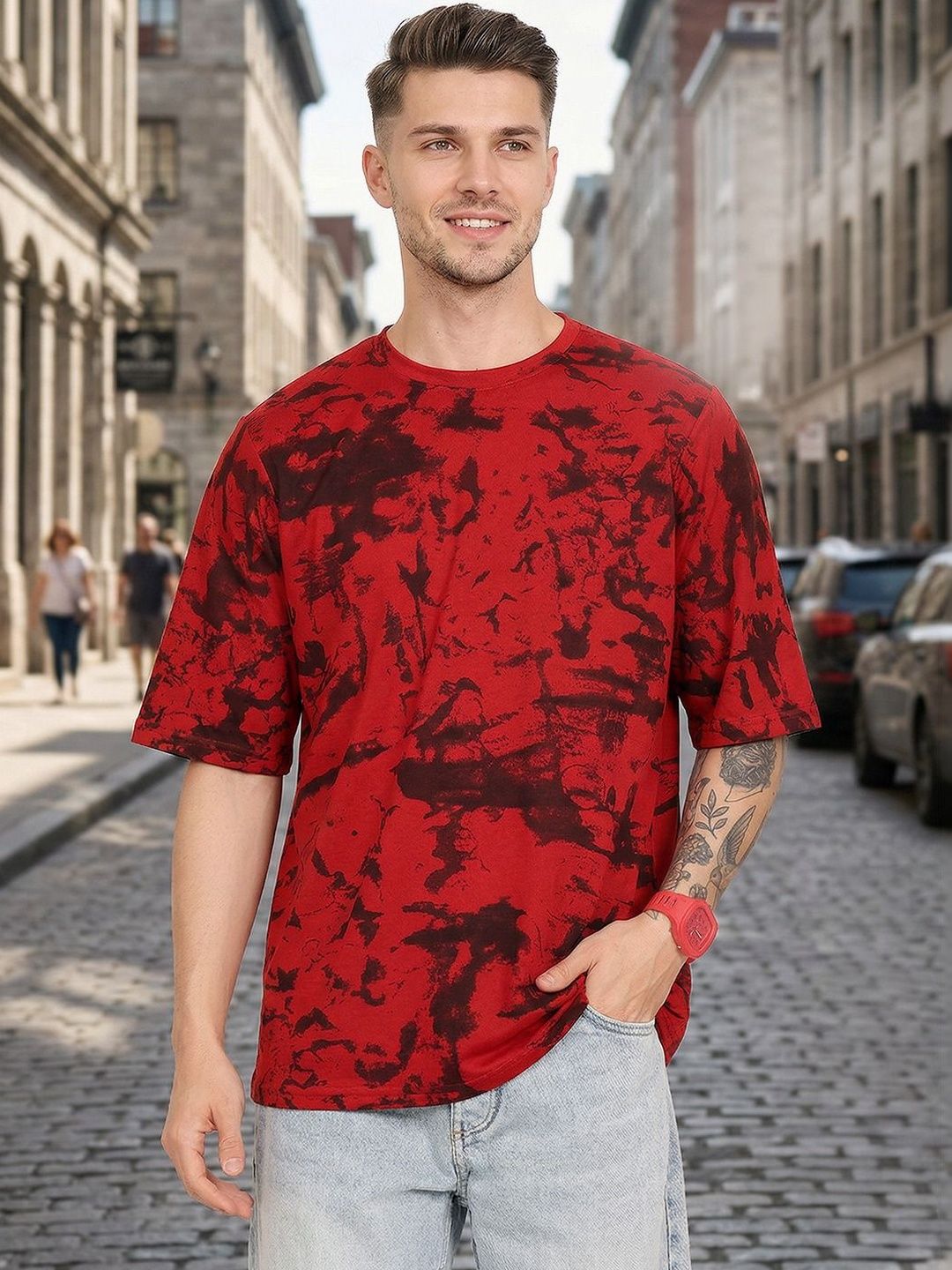 Leotude Men Tie and Dye Dyed T-shirt