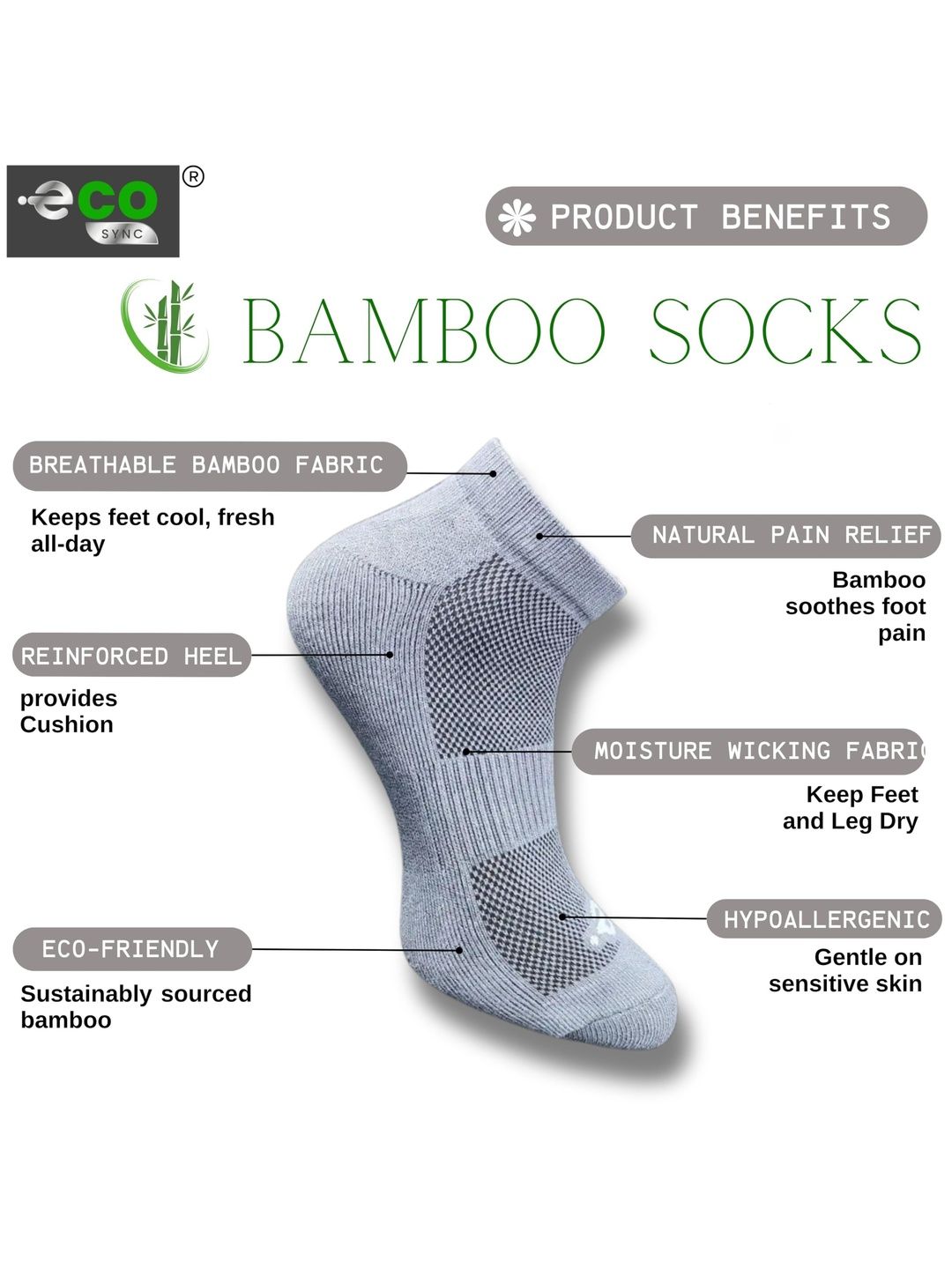 ECO SYNC Men Pack of 6 Shoe Liners Socks