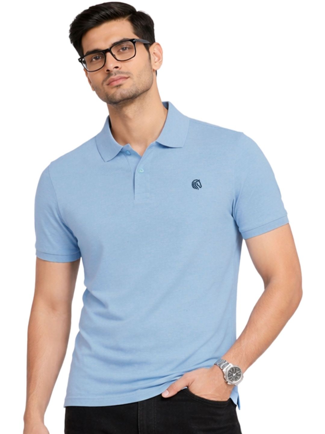 Mane & Mini Men Brand Logo Polo Collar Bio Finish T-shirt