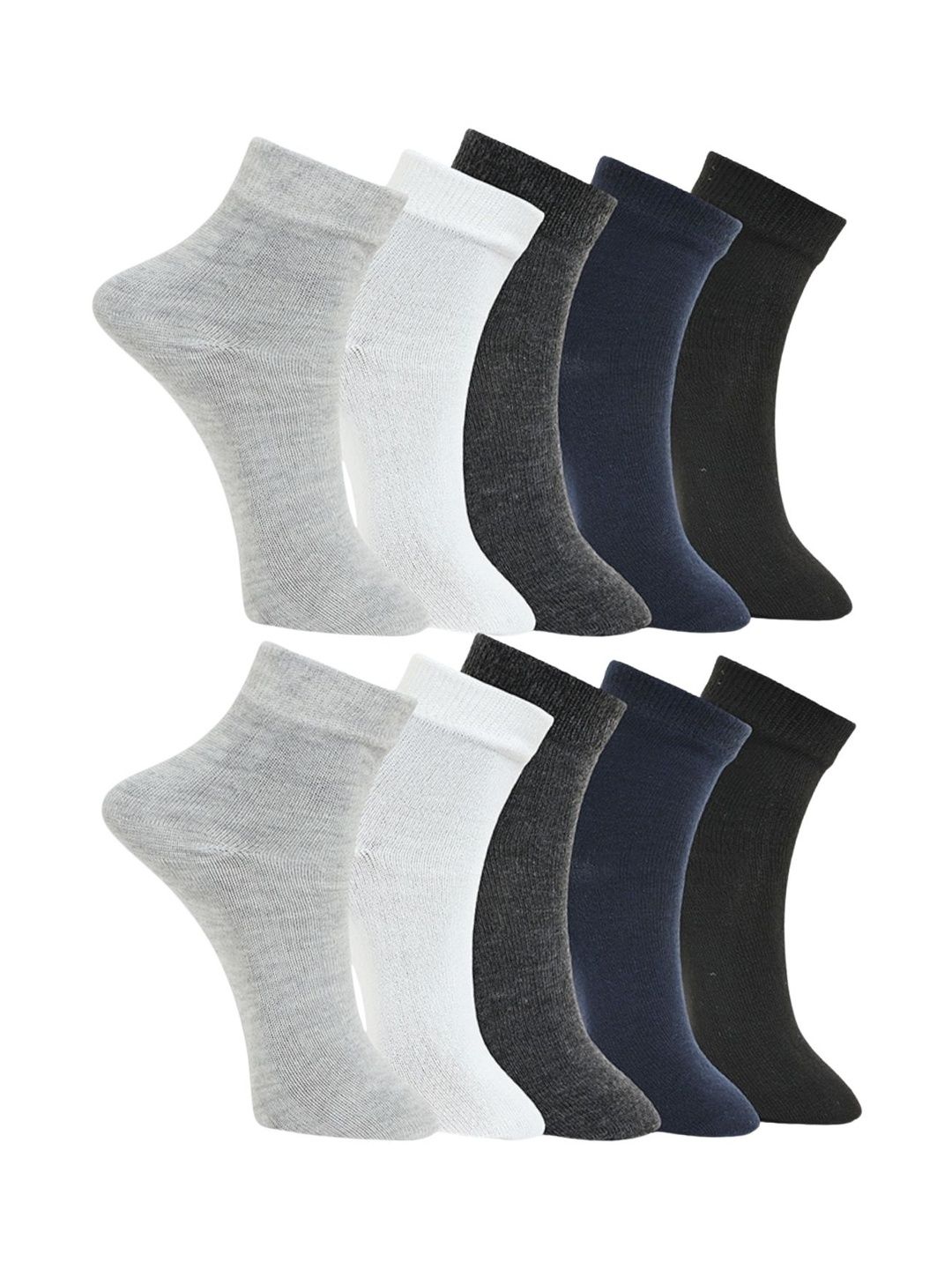 MJE Men Pack of 10 Cotton Blend Assorted Ankle Length Socks