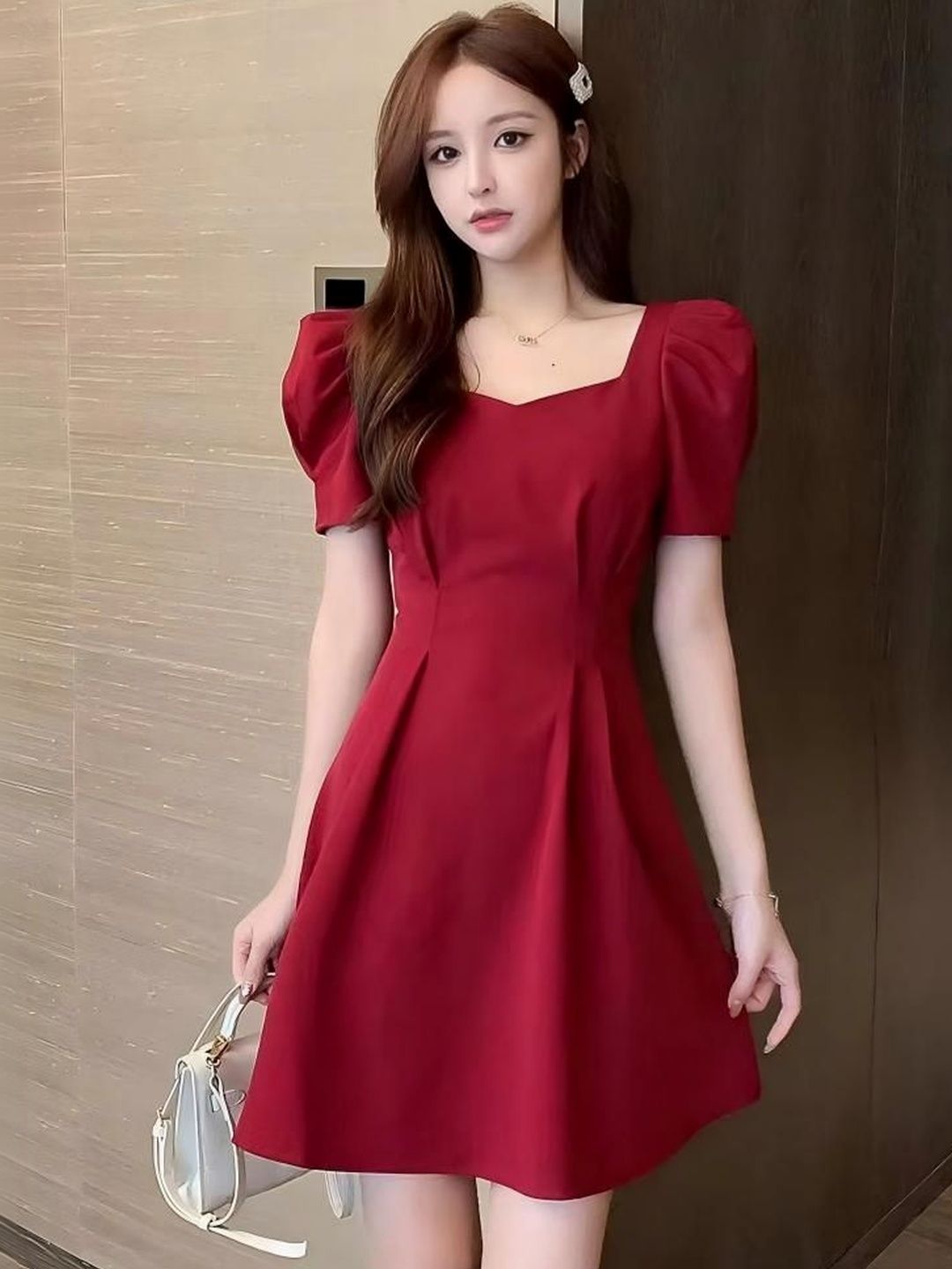 Suo Suo Puff Sleeve Fit & Flare Dress