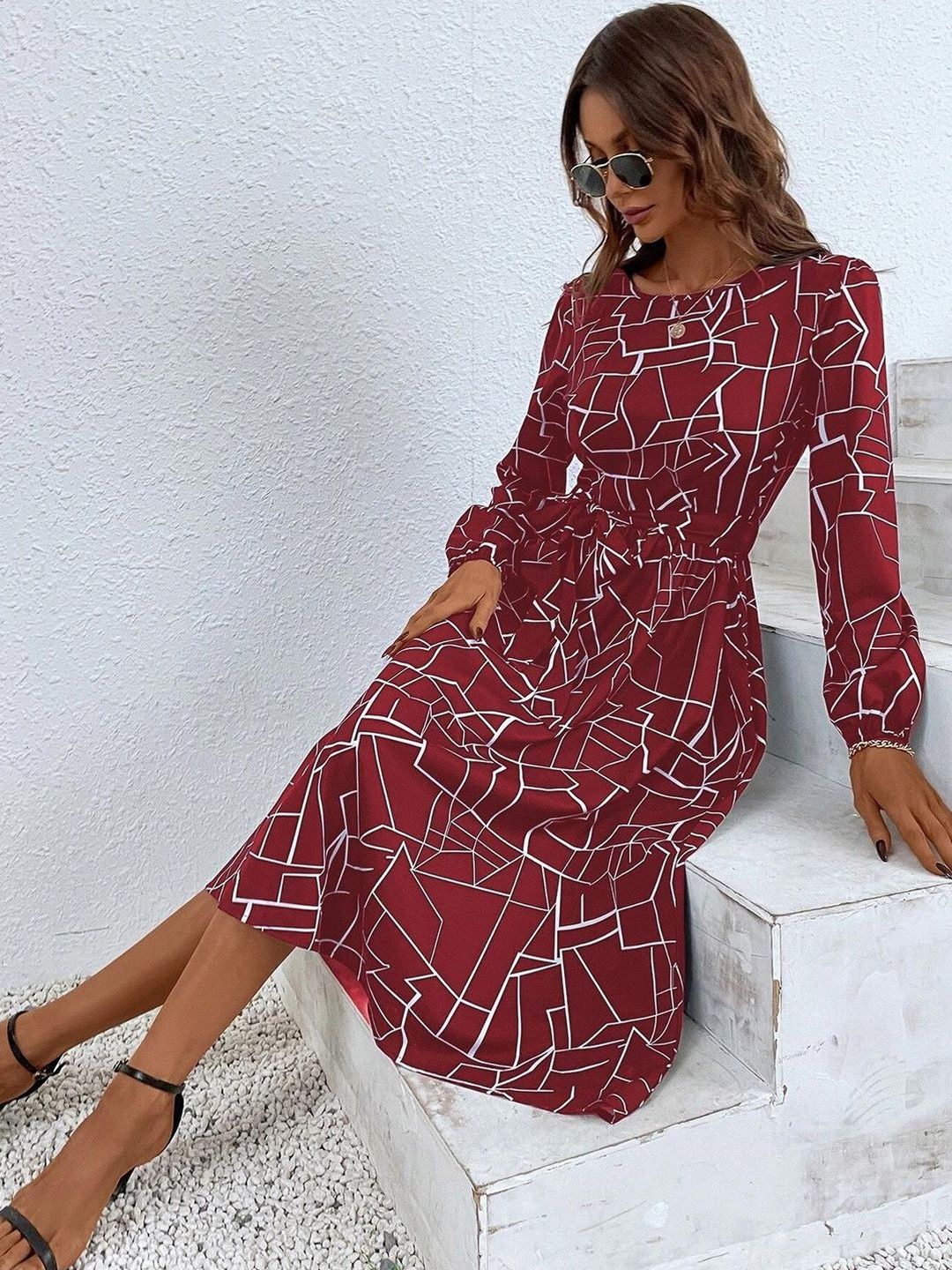 Stylecast X Kotty Print Fit & Flare Midi Dress
