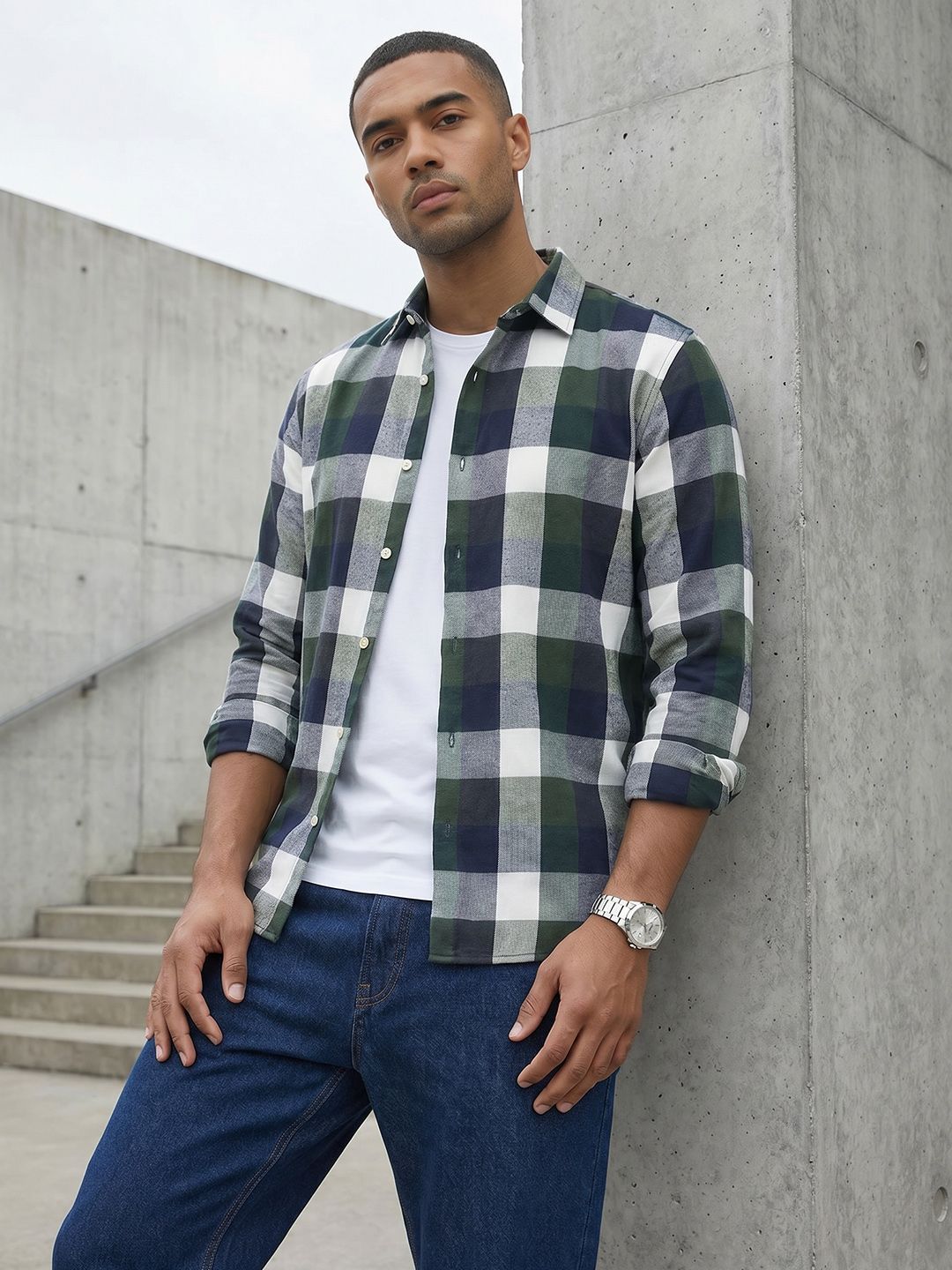 The Roadster Life Co. Checked Pure Cotton Casual Shirt