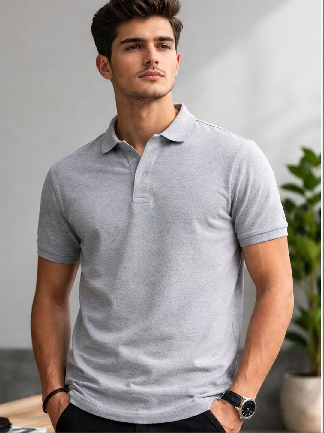 The Roadster Lifestyle Co Pure Cotton Polo Collar Tshirt