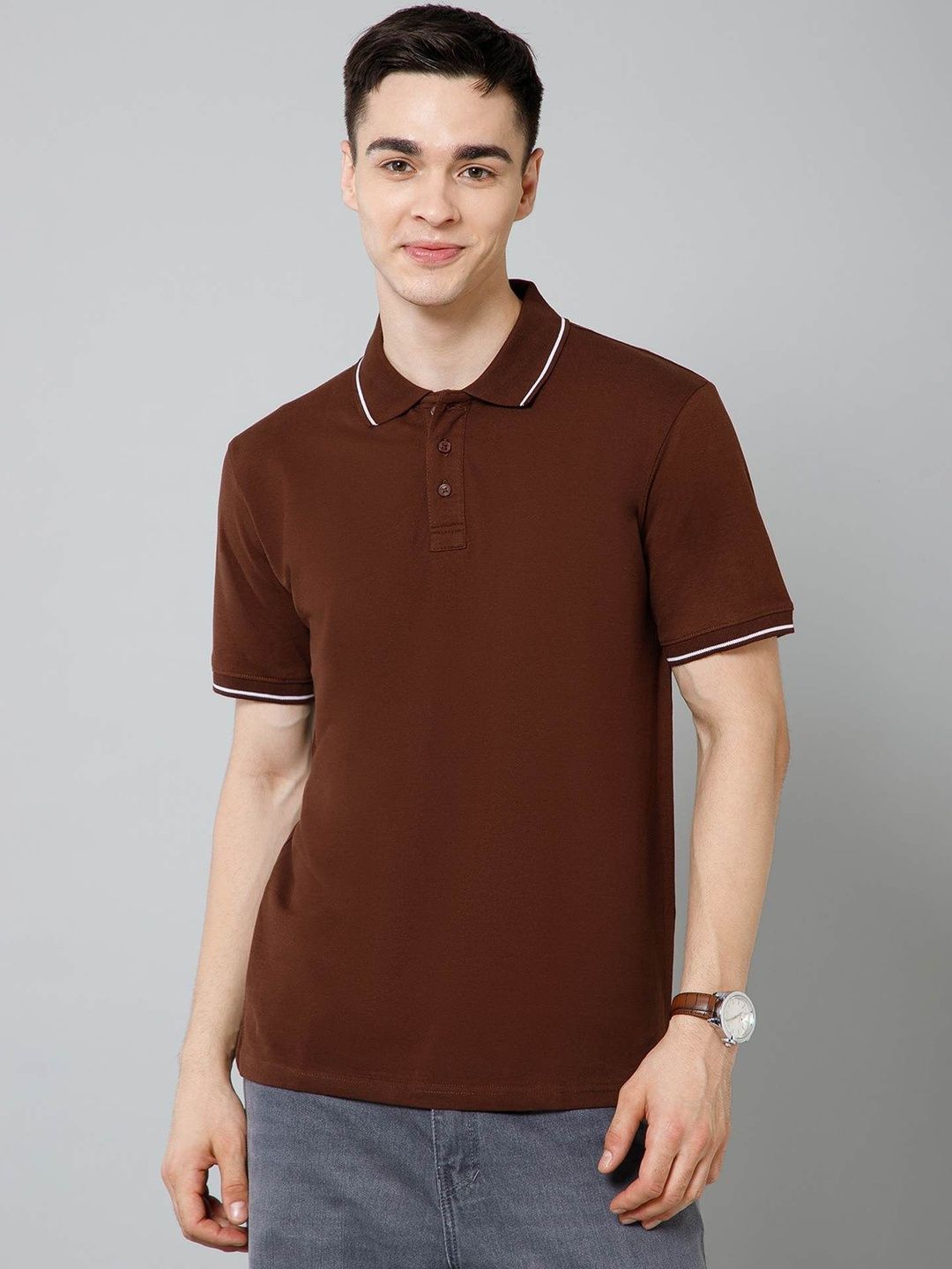 Canjuice Men Polo Collar T-shirt