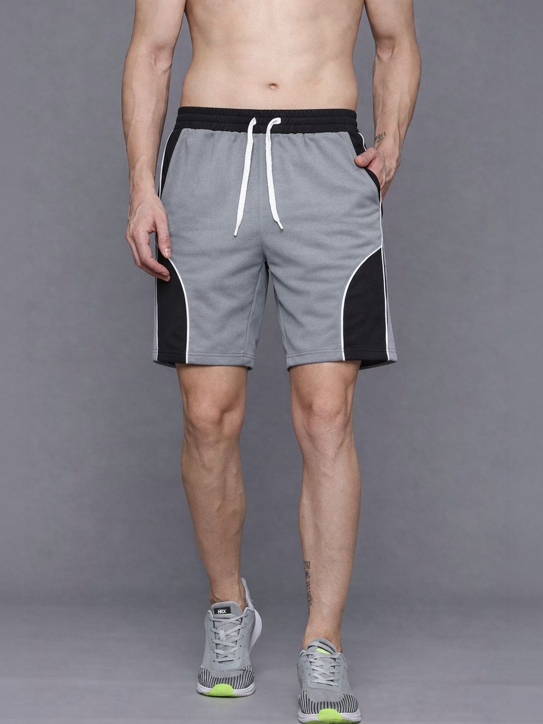 CHROVEL Men Colourblocked High-Rise Cotton Running Sports Shorts