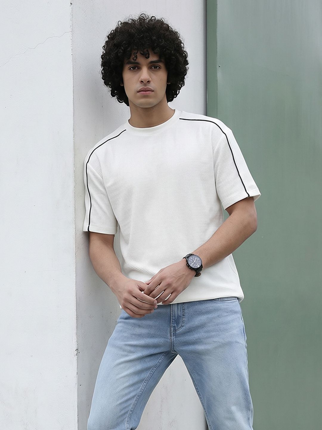 The Roadster Life Co. Relaxed Fit Textured T-shirt