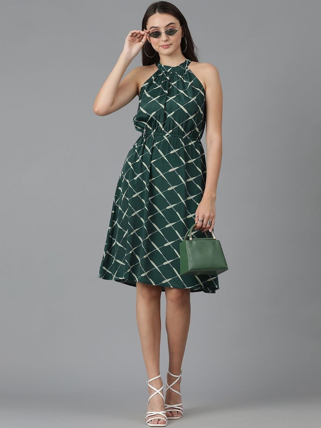 Stylecast X Kotty Print Halter Neck A-Line Dress