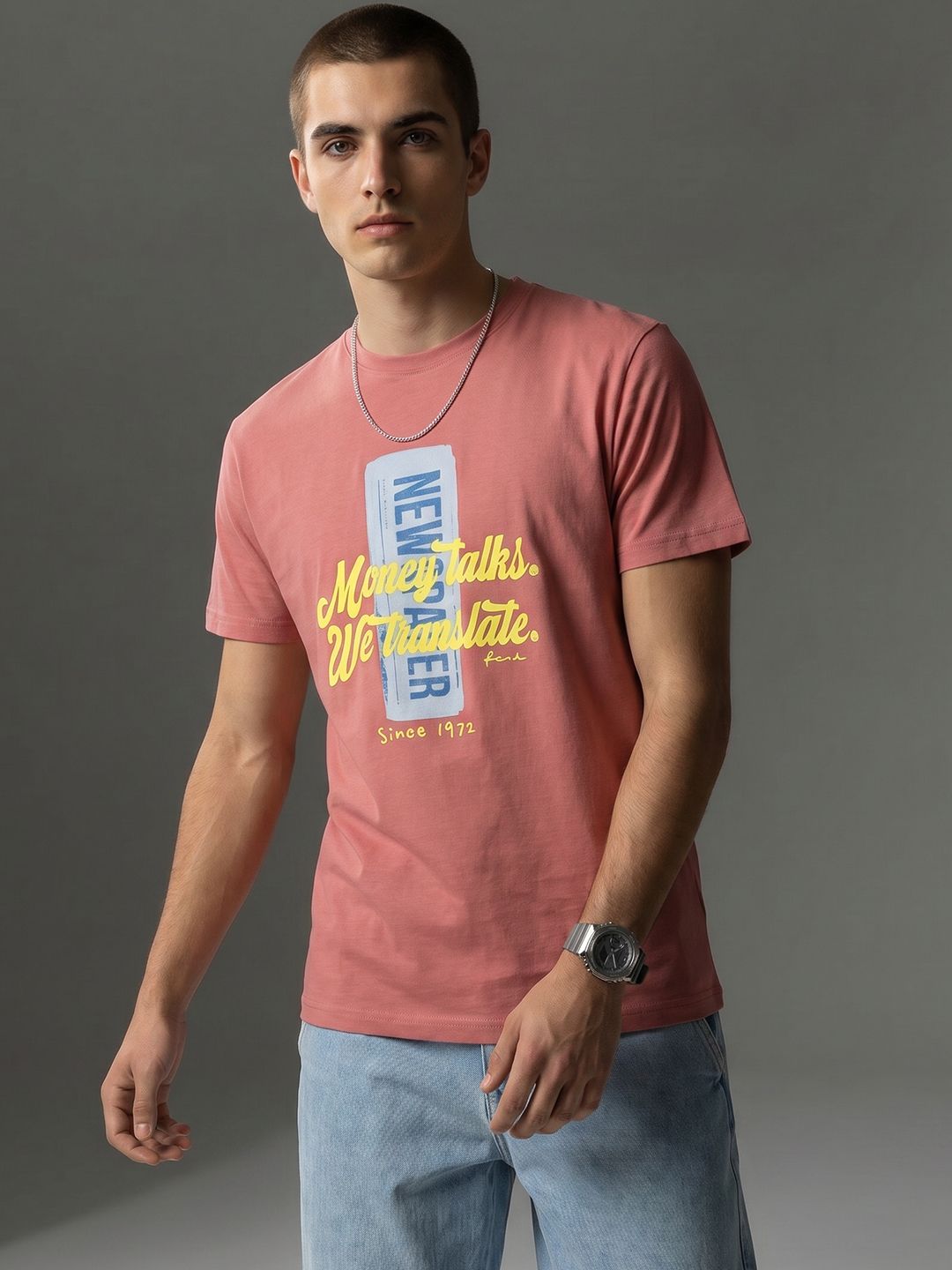 FCUK Typography Printed Pure Cotton T-shirt