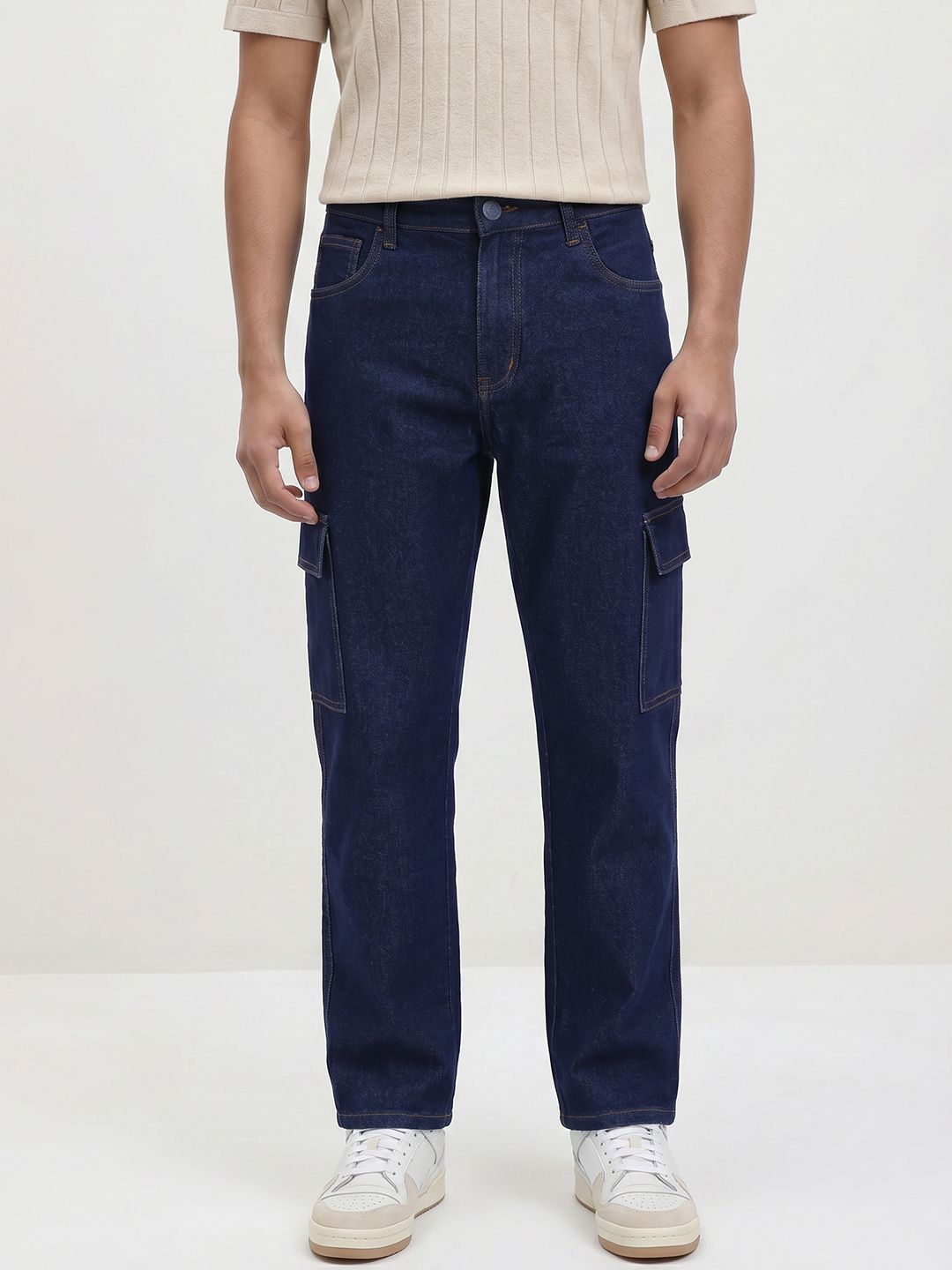 The Roadster Life Co. Men Relaxed Fit Cargo Style Stretchable Jeans