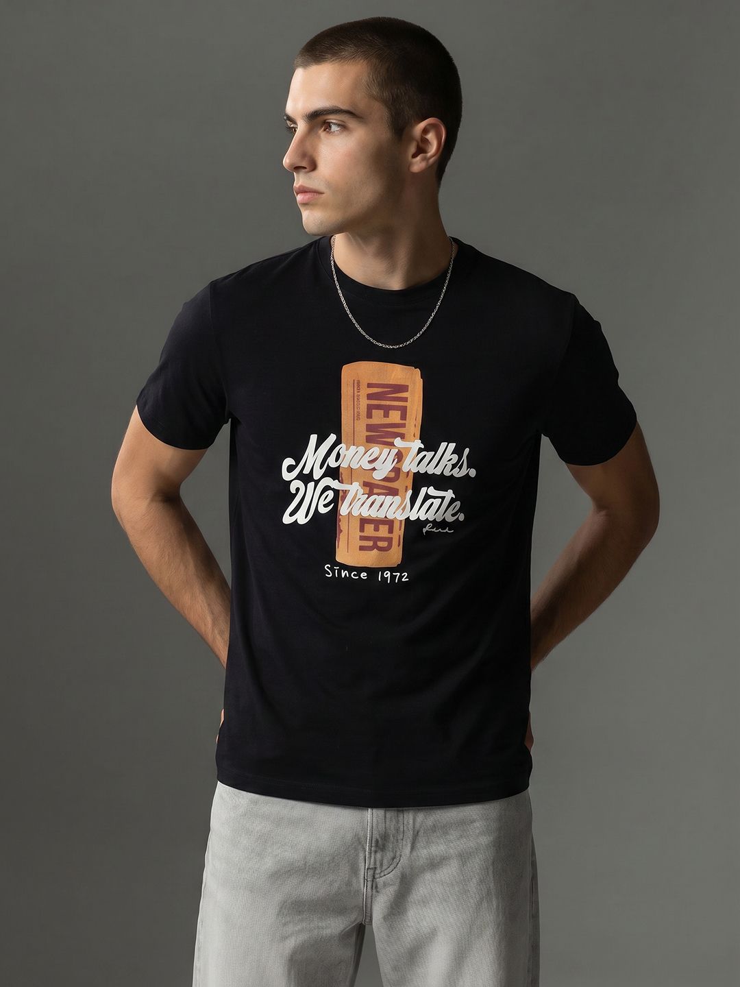 FCUK Typography Printed Pure Cotton T-shirt