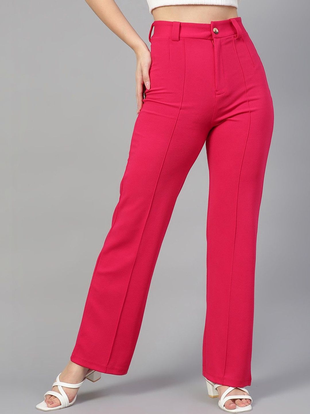 Stylecast X Kotty Women Relaxed Straight Fit High-Rise Trousers