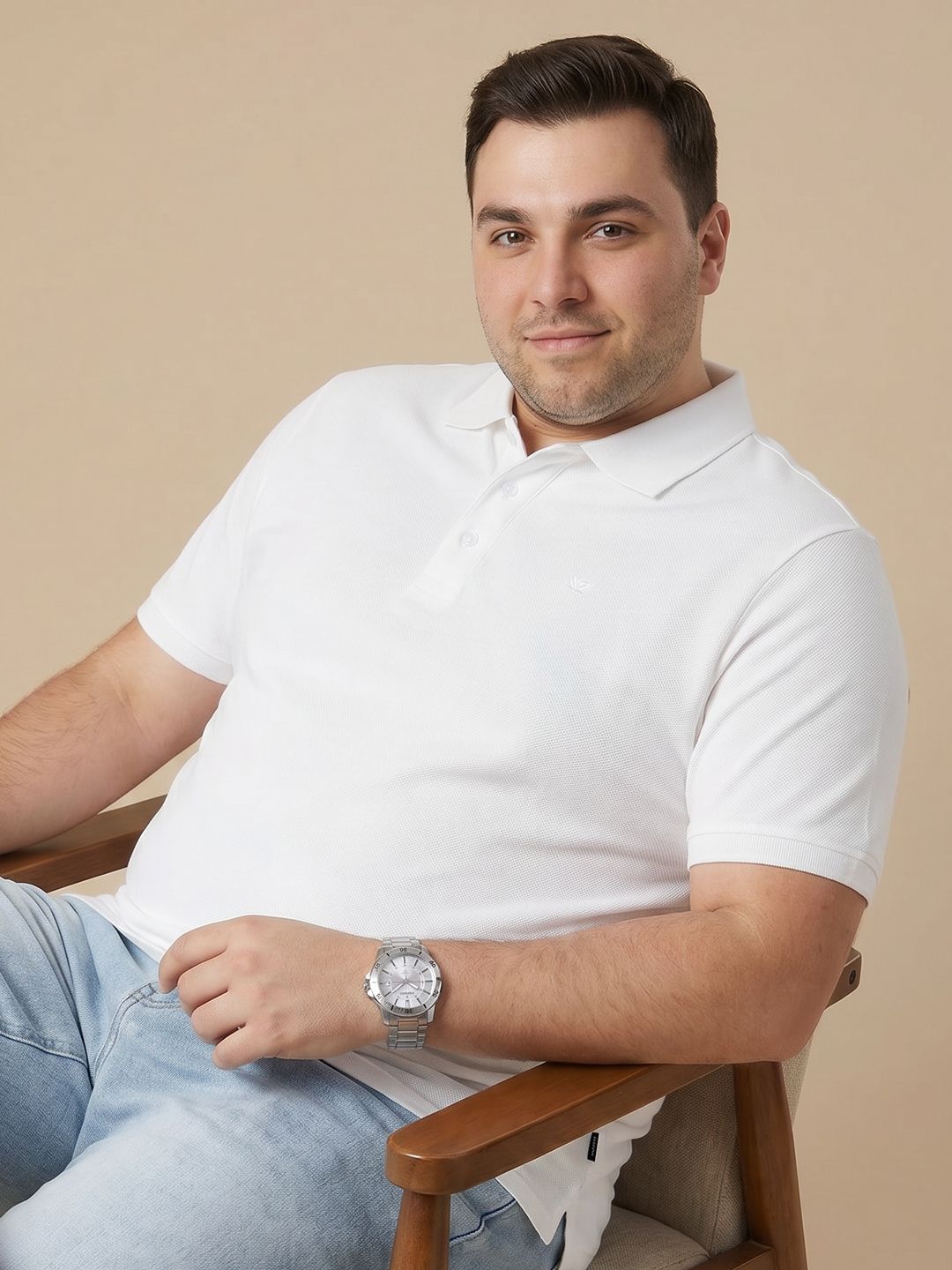 Sztori Plus Size Polo Collar Pure Cotton Tshirt